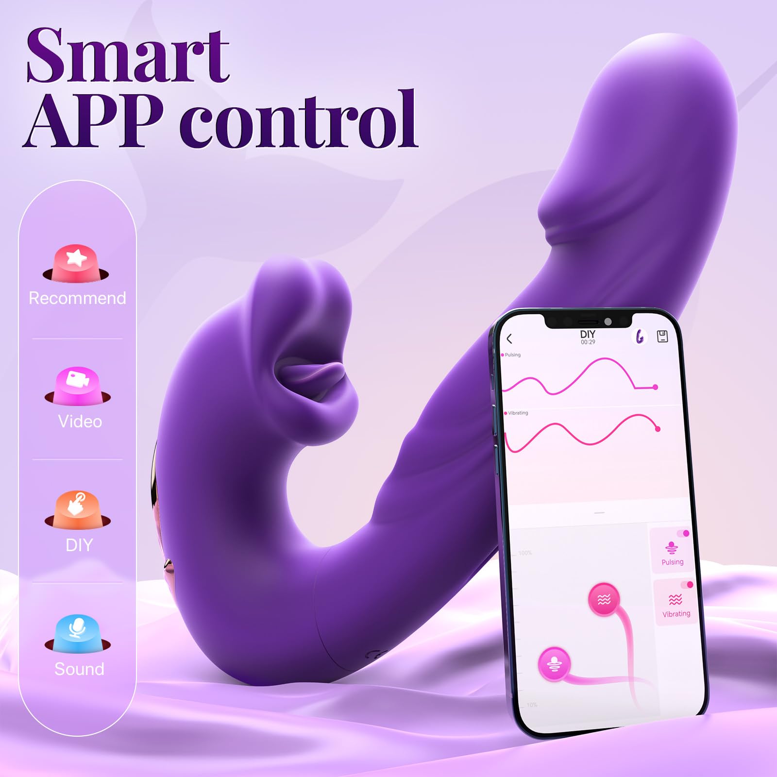 Flapping Vibrators Sex Toy APP Remote control Vibrator with 7 Flapping and Licking Modes Adult Toys Hollow Design Thrusting Sex Machine for Women Men
