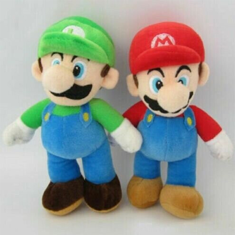 2Pcs Mario+Luigi Super Mario Bros Plush Doll Mario Luigi Soft Toy