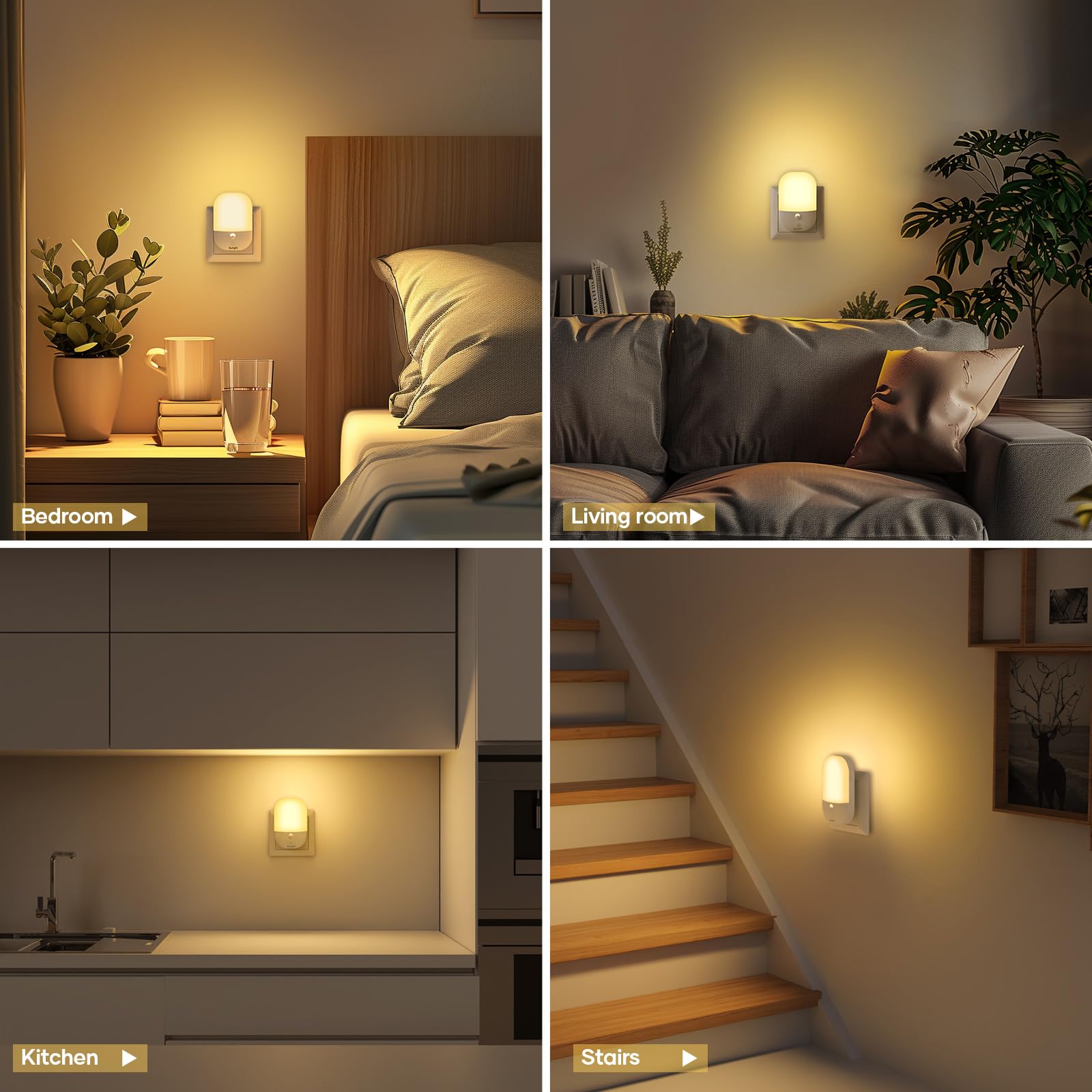 (1 Pack) Night Light Plug in Walls Night Light with 5 Levels of Brightness and Dusk to Dawn Photocell Sensor Night Light Kids for Children Room Stairs Hallway Bedrooms Garage