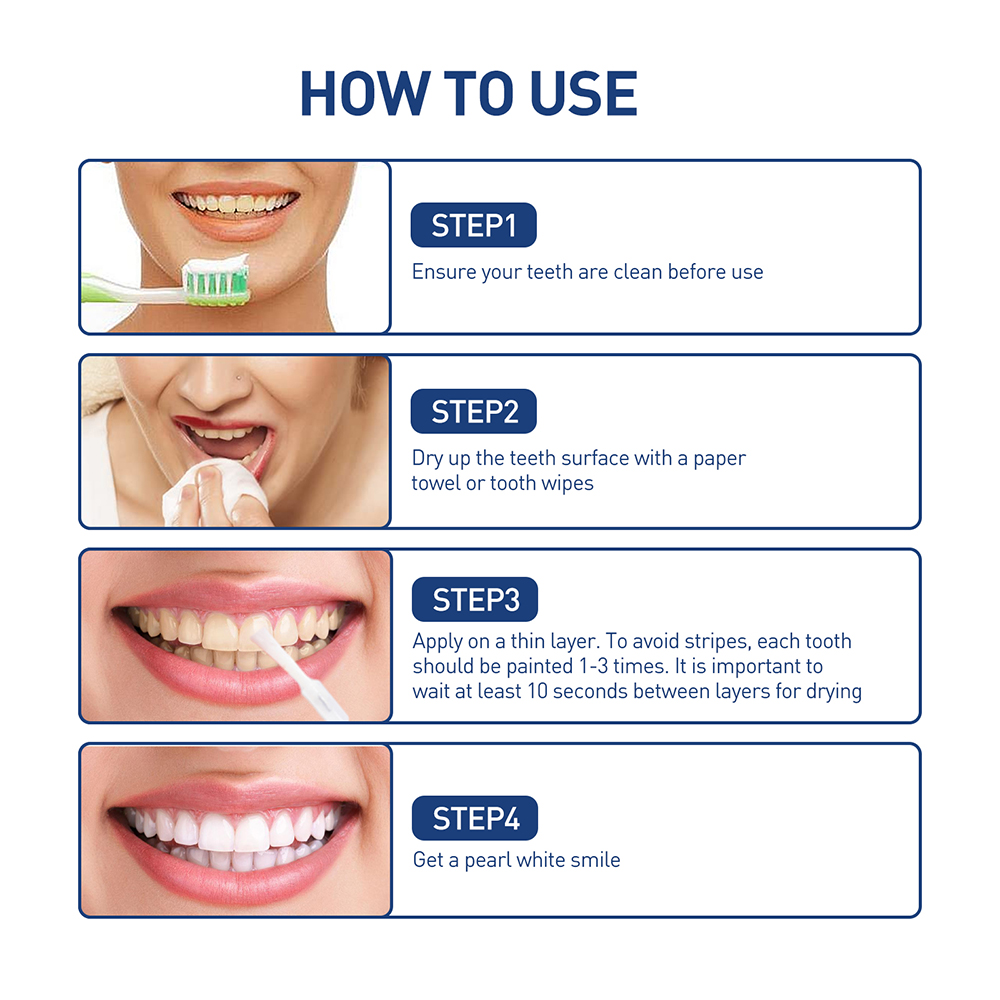 (1pcs) Teeth Whitening Paint Tooth Gel Teeth Whitener Bleach Remove Stains Oral Hygiene Instant Smile Teeth Whitening Kit Cleaning Serum 5ml