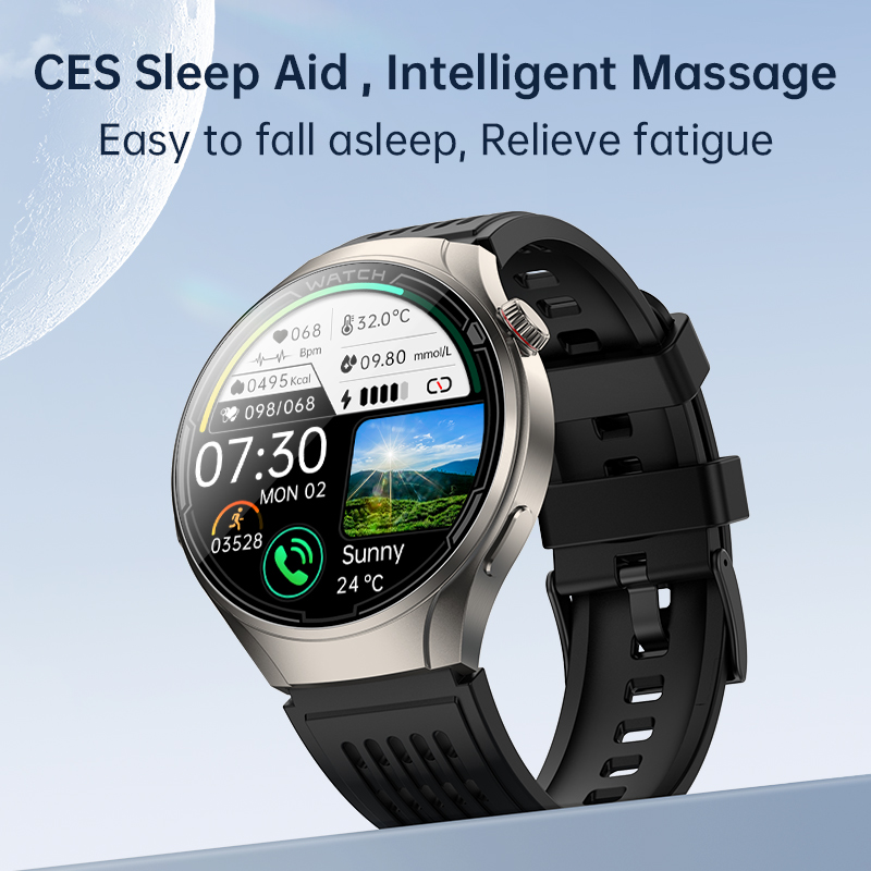 (Black Massage) Men Smart Watch CES Sleep Aid Massage Watch Women Physical Therapy ECG Blueooth Call Health Smartwatch Lipids Monitor Fitness Tracker