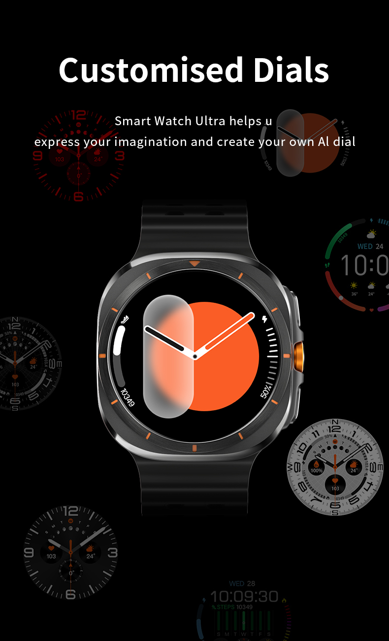 (Black) Fit For Samsung Galaxy Watch 7 Ultra GPS Compass NFC Smart Watch Outdoor Sports Man AMOLED BT Call Galaxy 6 Upgraded Smartwatch IP68 Waterproof