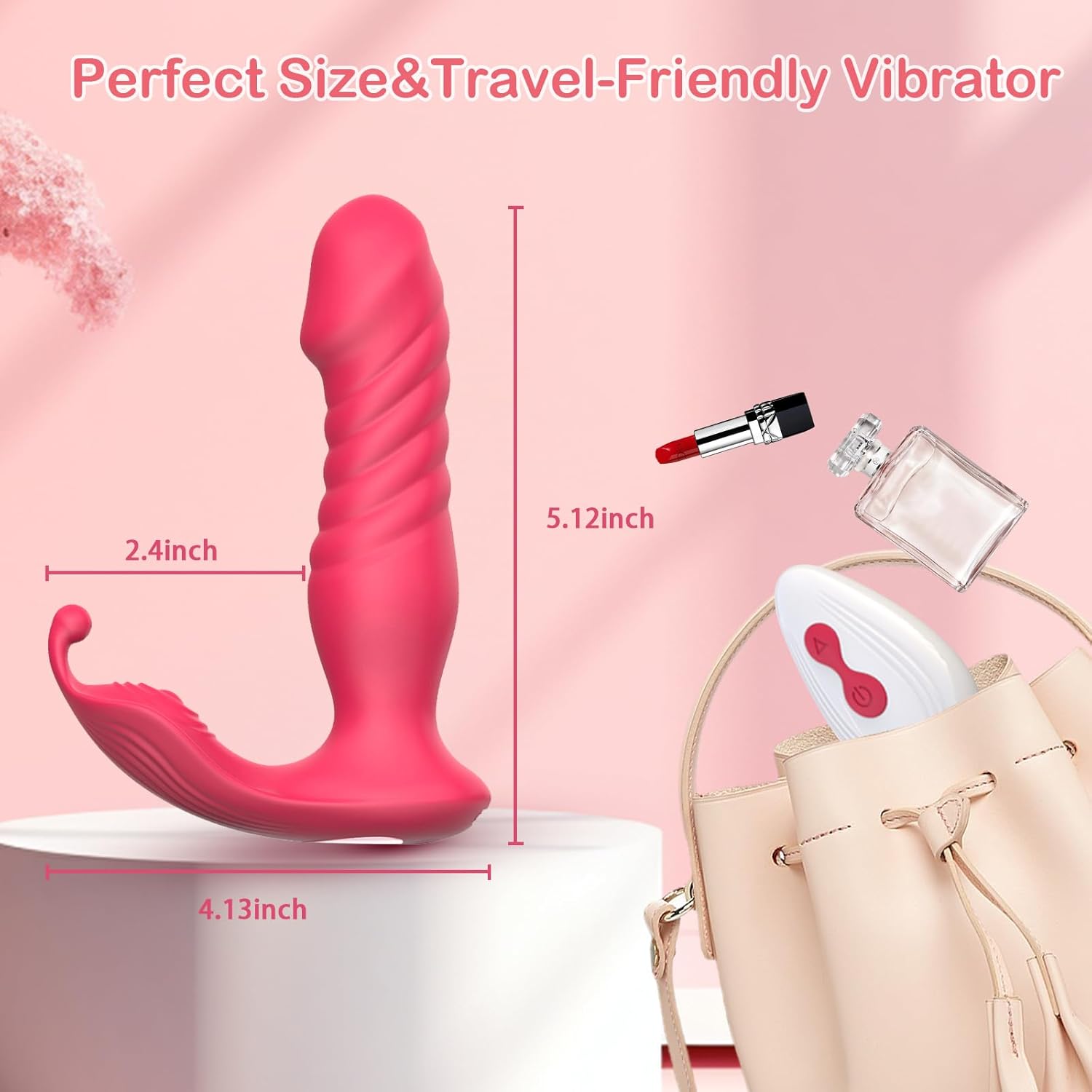 (Red) Thrusting Remote Control Vibrator G Spot Stimulator Masturbation Clitoris Butterfly Dildo Wearable Panty Vibrator Sex Toys for Women Adult Toy