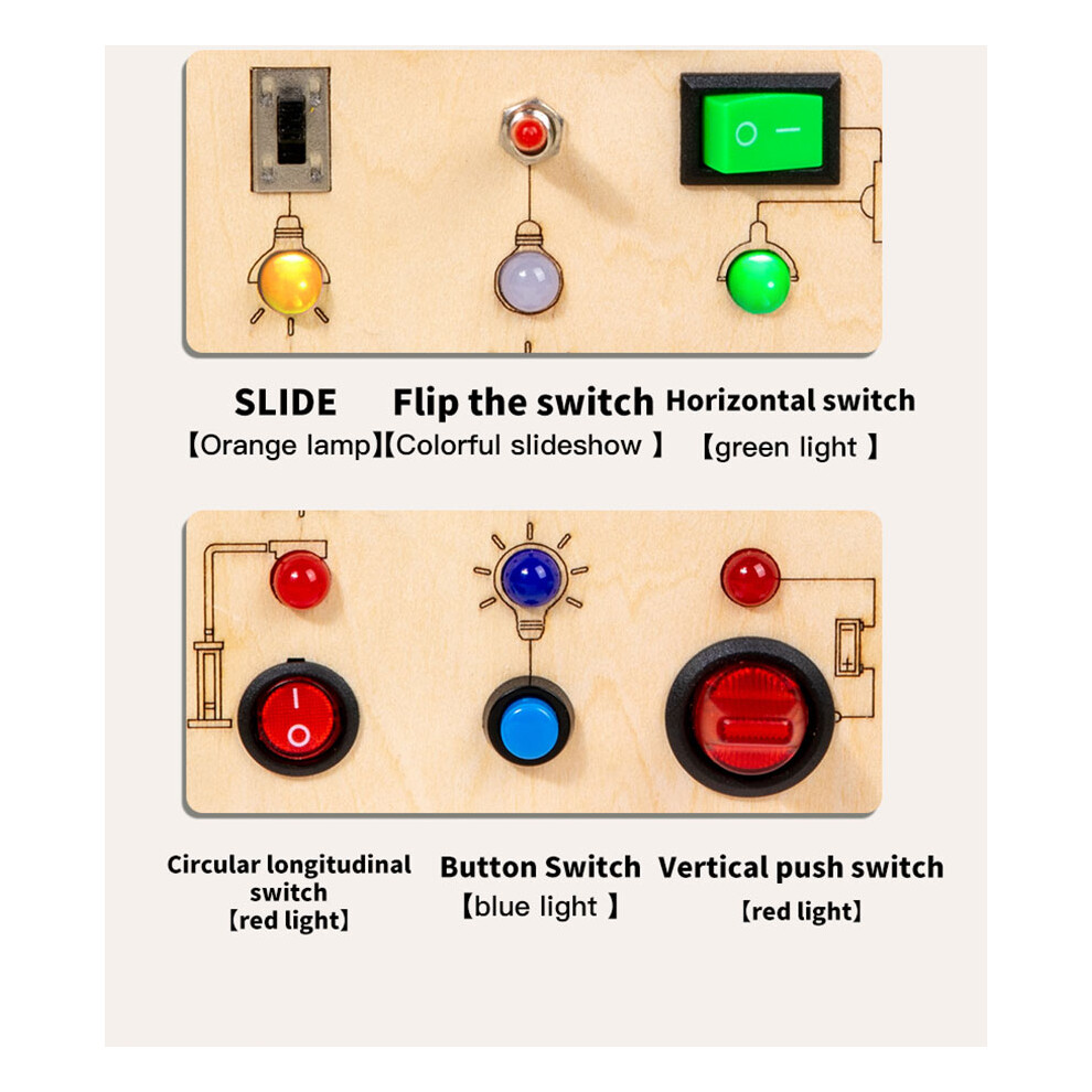 Montessori Busy Board Light Switch Games Toddlers Sensory Manipulation Board Parish Learning Activity Wooden Children Toy