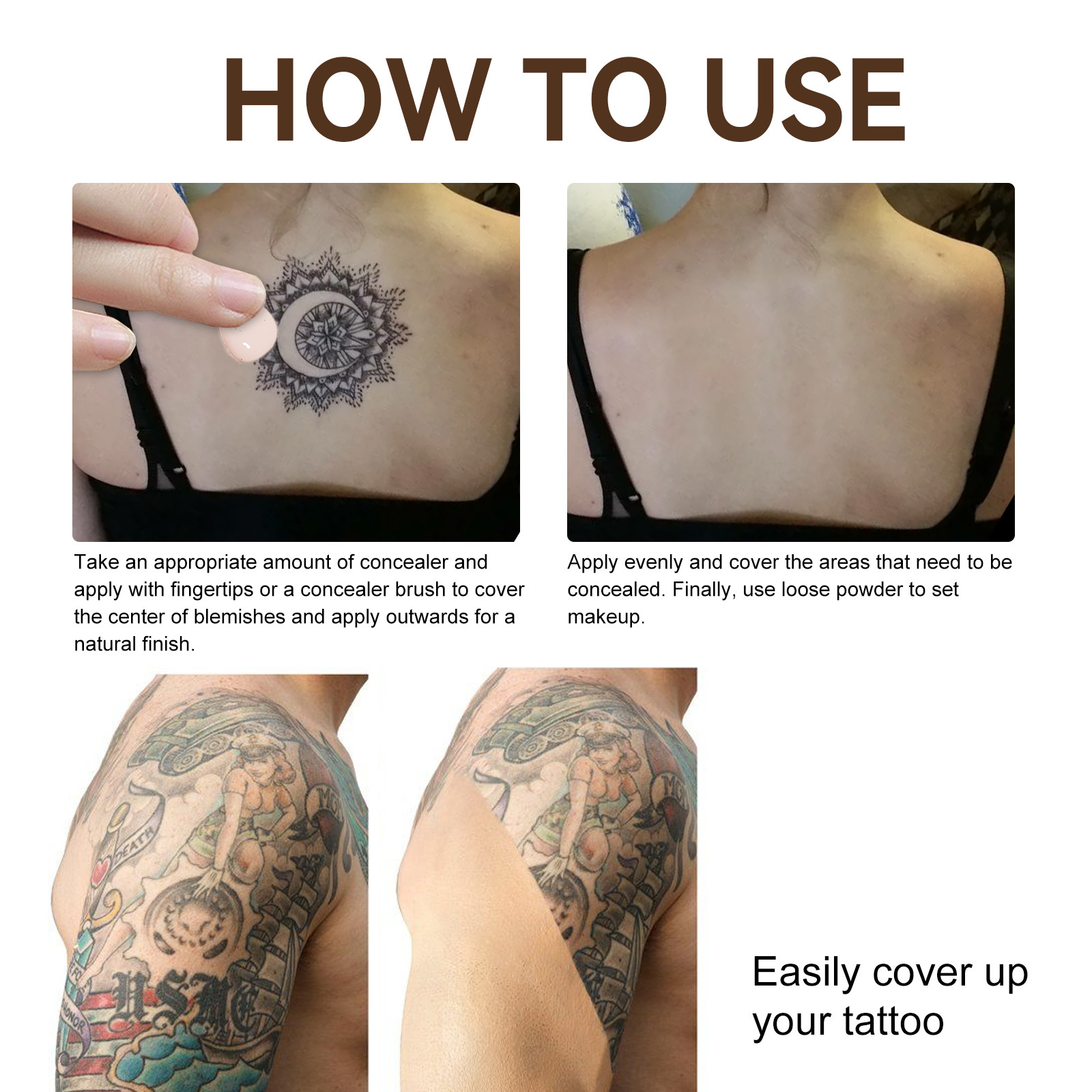 (1PC Light Color) Tattoo Concealer Invisible Tattoo Cover Cream Body Scars Birthmark Spots Covers Waterproof Brightening Makeup Cosmetics Tool Foundation Makeup 20g