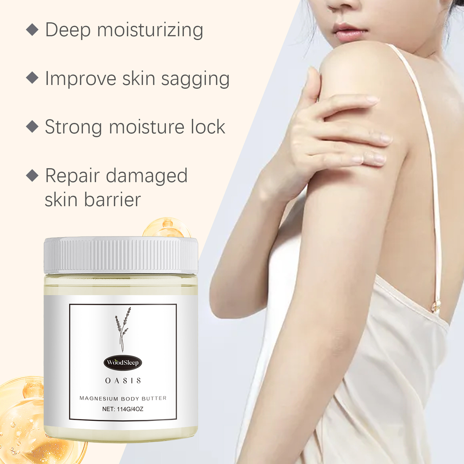 WOODSLEEP Body Moisturizer Butter Magnesium Cream Moisturizing Body Lotion Cream Restores Body Skin Care 114g