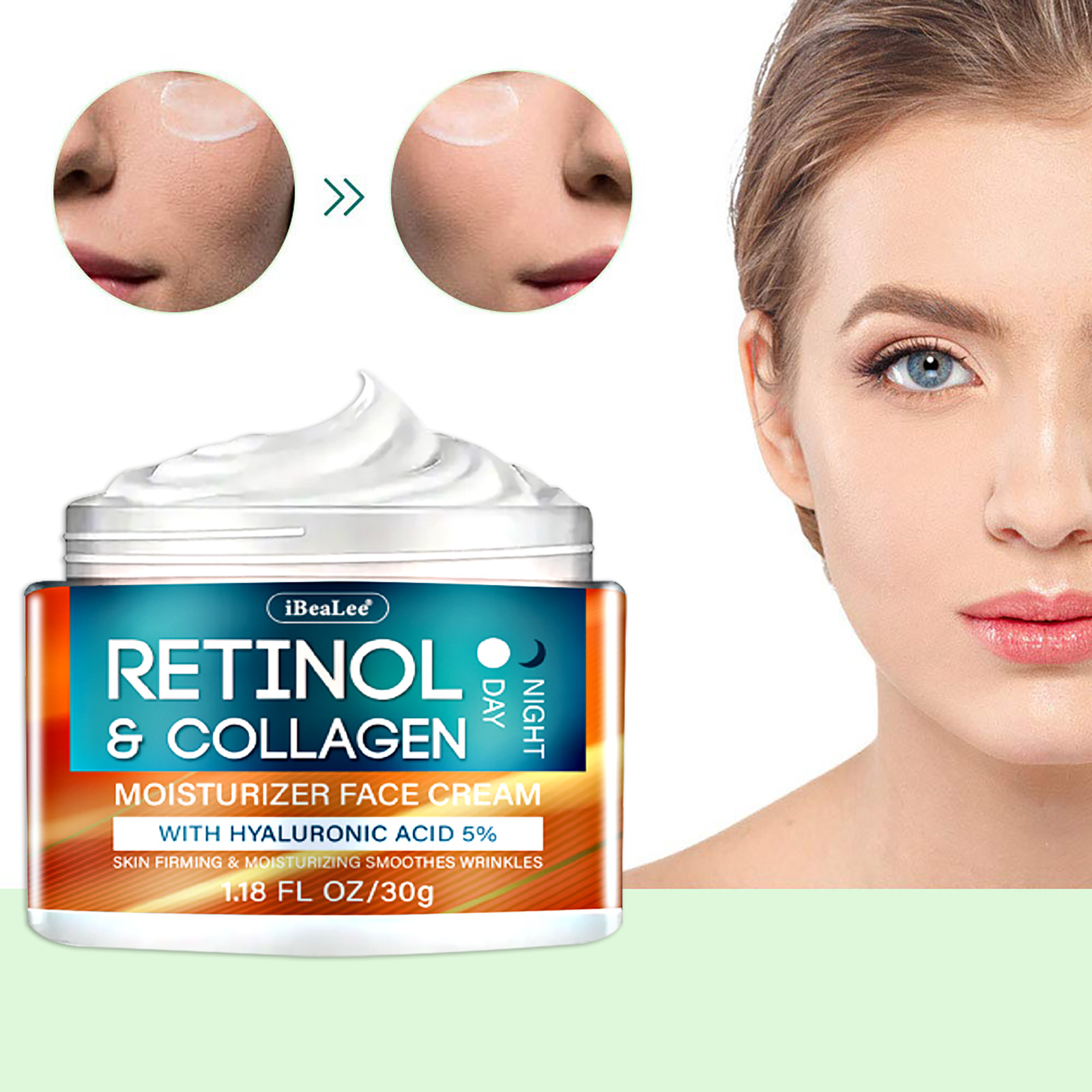Retinol Collagen Moisturizer Face Cream Hydrating Moisturizing Firming Nourishing Skin Care Rejuvenating Facial Care 30ml