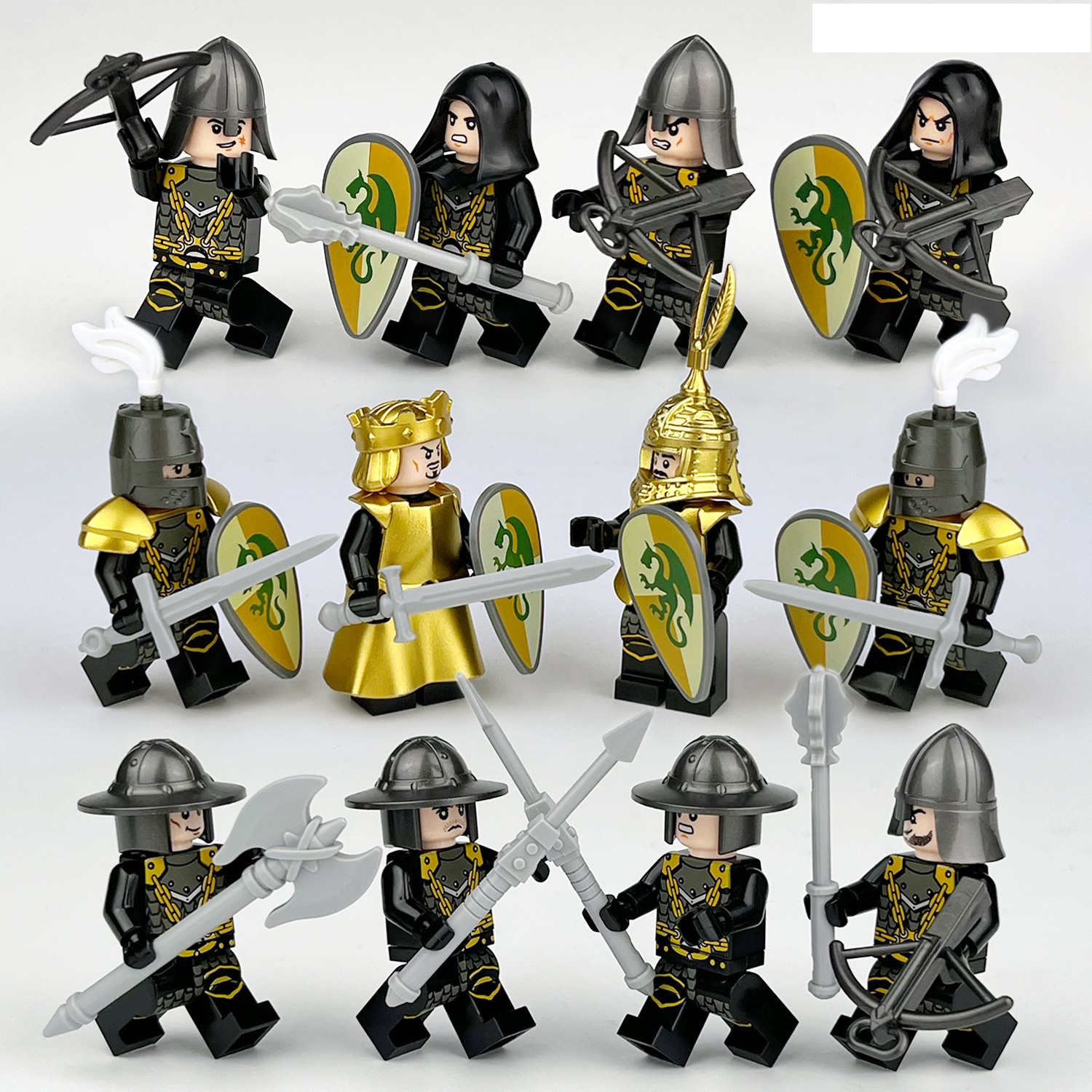 Building Blocks Set Medieval Army Soldiers Minifigure Toy Collection Set Smooth Surface with Multiple Military Weapons Accessories Fit LEGO