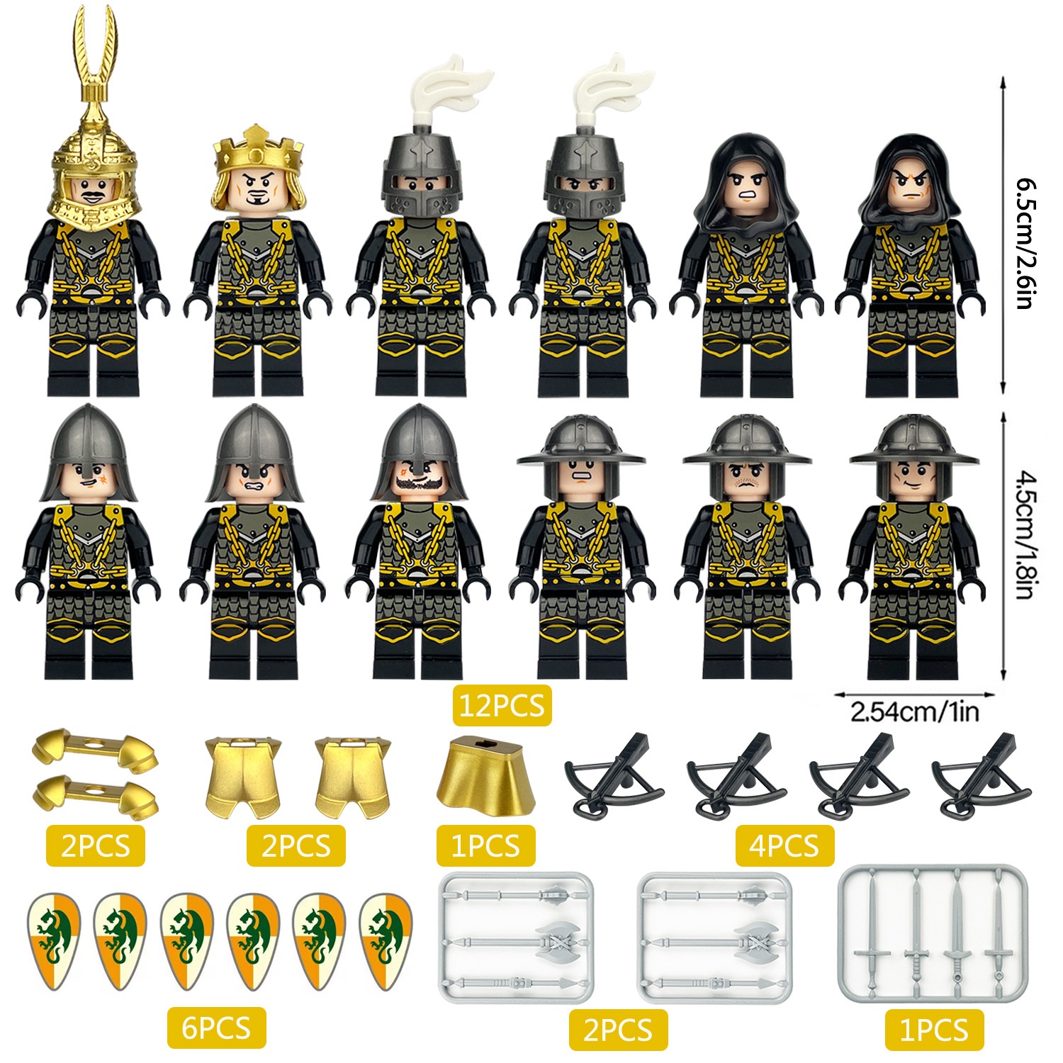 Building Blocks Set Medieval Army Soldiers Minifigure Toy Collection Set Smooth Surface with Multiple Military Weapons Accessories Fit LEGO