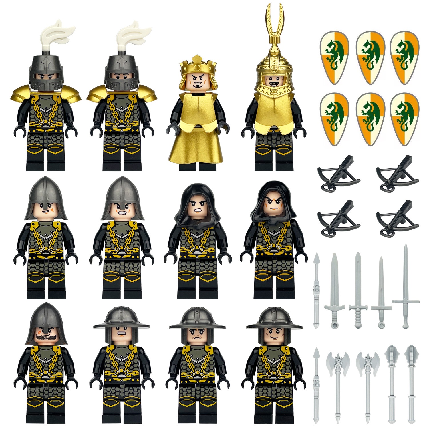 Building Blocks Set Medieval Army Soldiers Minifigure Toy Collection Set Smooth Surface with Multiple Military Weapons Accessories Fit LEGO