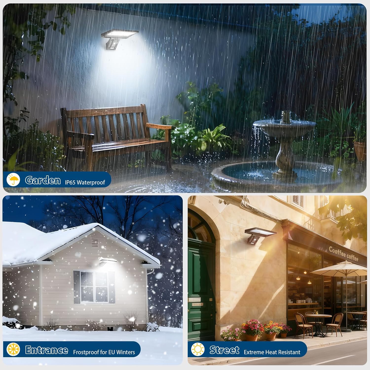 (2 pcs) Solar Security Lights 104 LED Motion Sensor Lights Outdoor Remote Control IP65 Waterproof 3 Color Temperatures 4 Modes Outside Lights Solar Powered for Yard