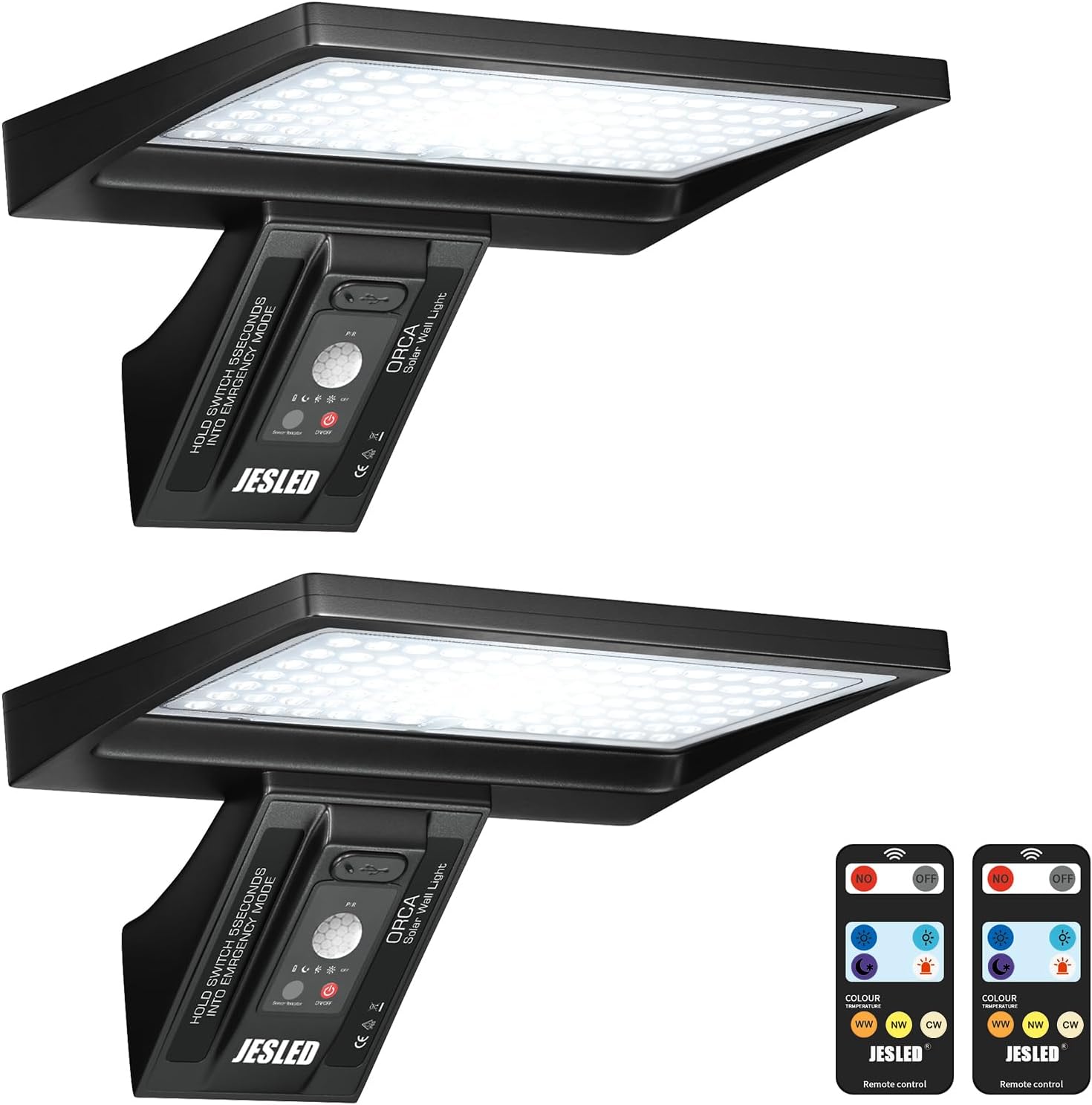(2 pcs) Solar Security Lights 104 LED Motion Sensor Lights Outdoor Remote Control IP65 Waterproof 3 Color Temperatures 4 Modes Outside Lights Solar Powered for Yard