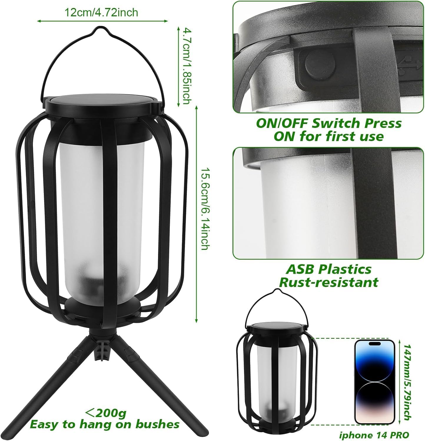 2 Pack Solar Flame Lanterns Outdoor Hanging Standing Dual Use Solar USB Rechargeable IP65 Waterproof Garden Camping Festival Lights Solar Patio Lanterns
