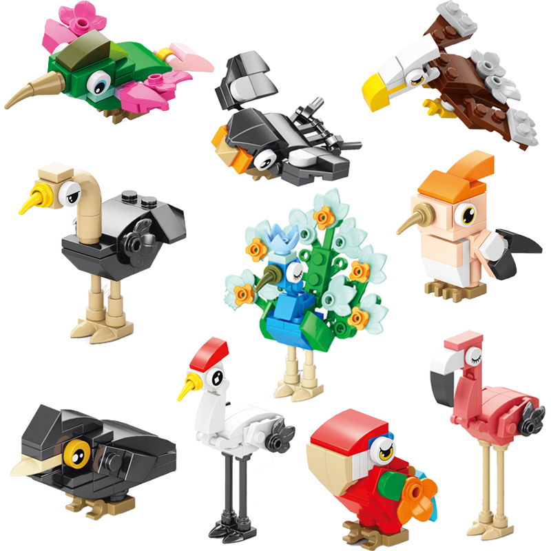 Puzzle Animal Building Blocks Bee Tiger Lion Giraffe Frog Crocodiles Fox Bird Wild Boar Insects Mini DIY Brick Toy Gift