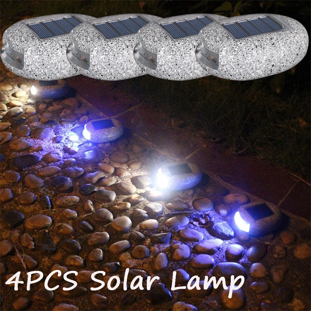 4PC Solar Power Waterproof Light Imitation Stone Lamp Garden Lawn Outdoor Lights