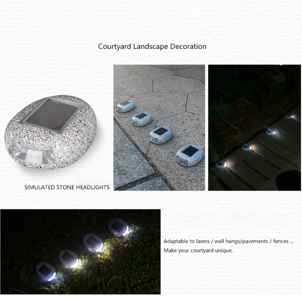 4PC Solar Power Waterproof Light Imitation Stone Lamp Garden Lawn Outdoor Lights