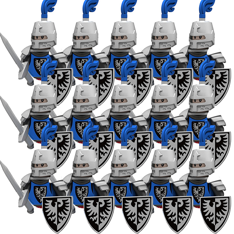 (Army D) Kids Toys Medieval Ancient Military Figures Dragon Country Soldier Green Dragon Knight Small Particles Building Block Model