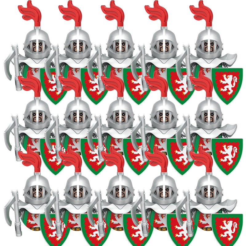 (Army D) Kids Toys Medieval Ancient Military Figures Dragon Country Soldier Green Dragon Knight Small Particles Building Block Model
