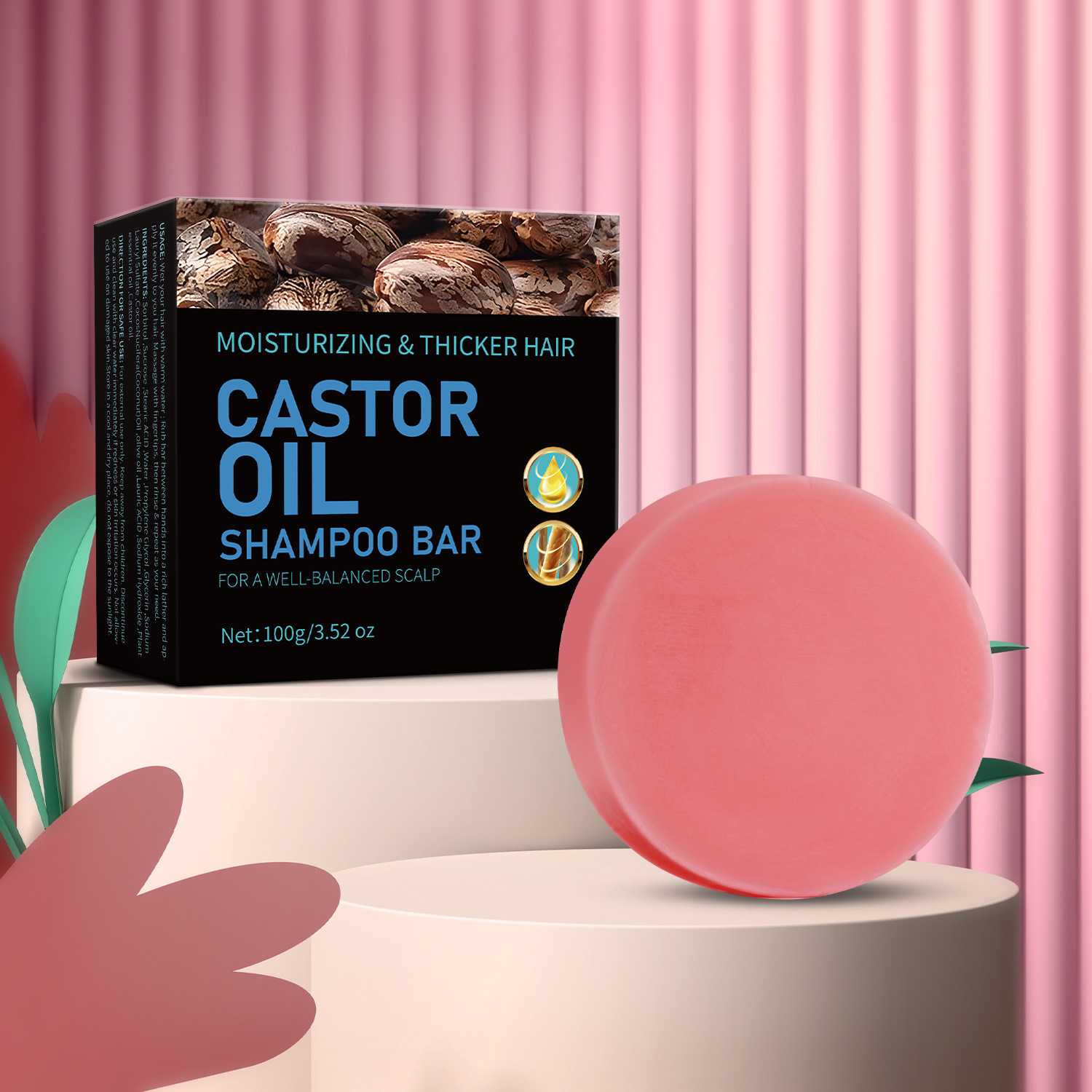 Castor Oil Shampoo Soap Nourishing Cleansing For Scalp And Hair Daily Care With Foaming Net 100g