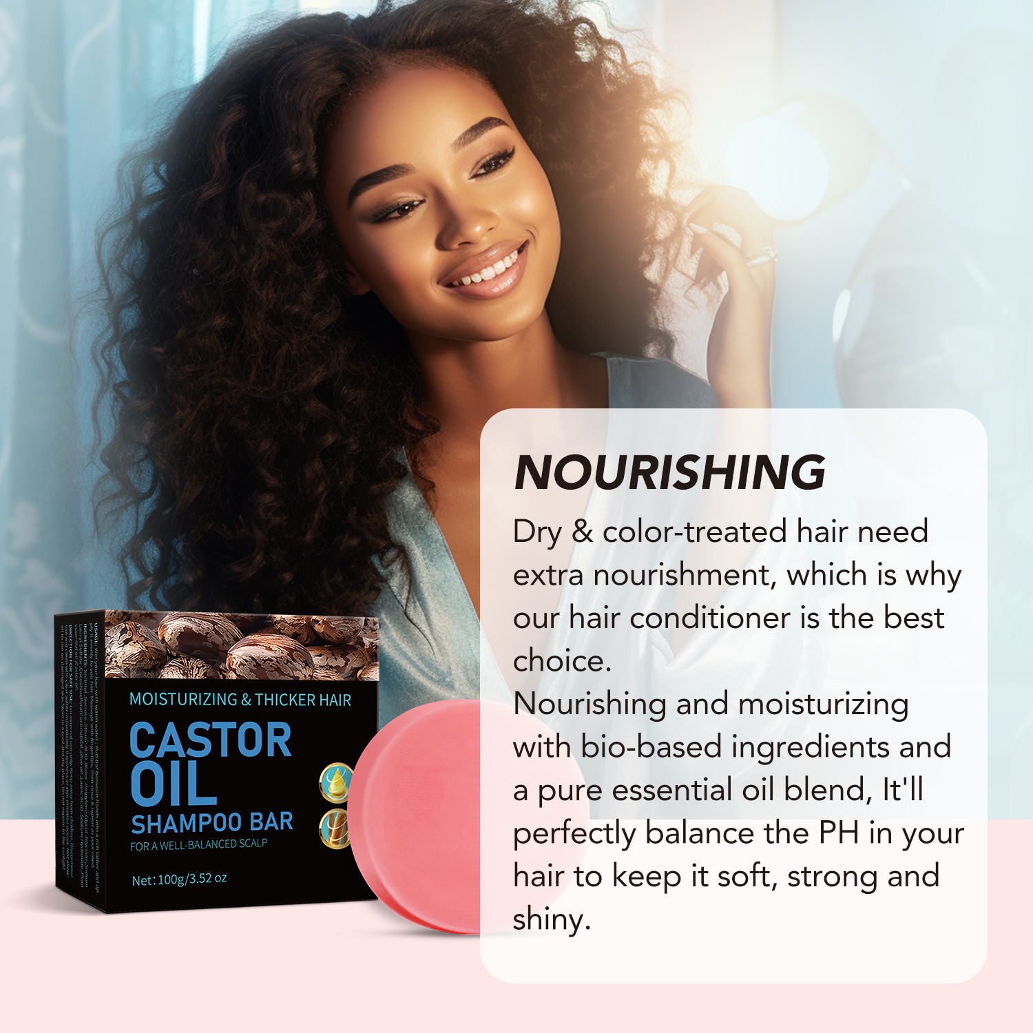 Castor Oil Shampoo Soap Nourishing Cleansing For Scalp And Hair Daily Care With Foaming Net 100g
