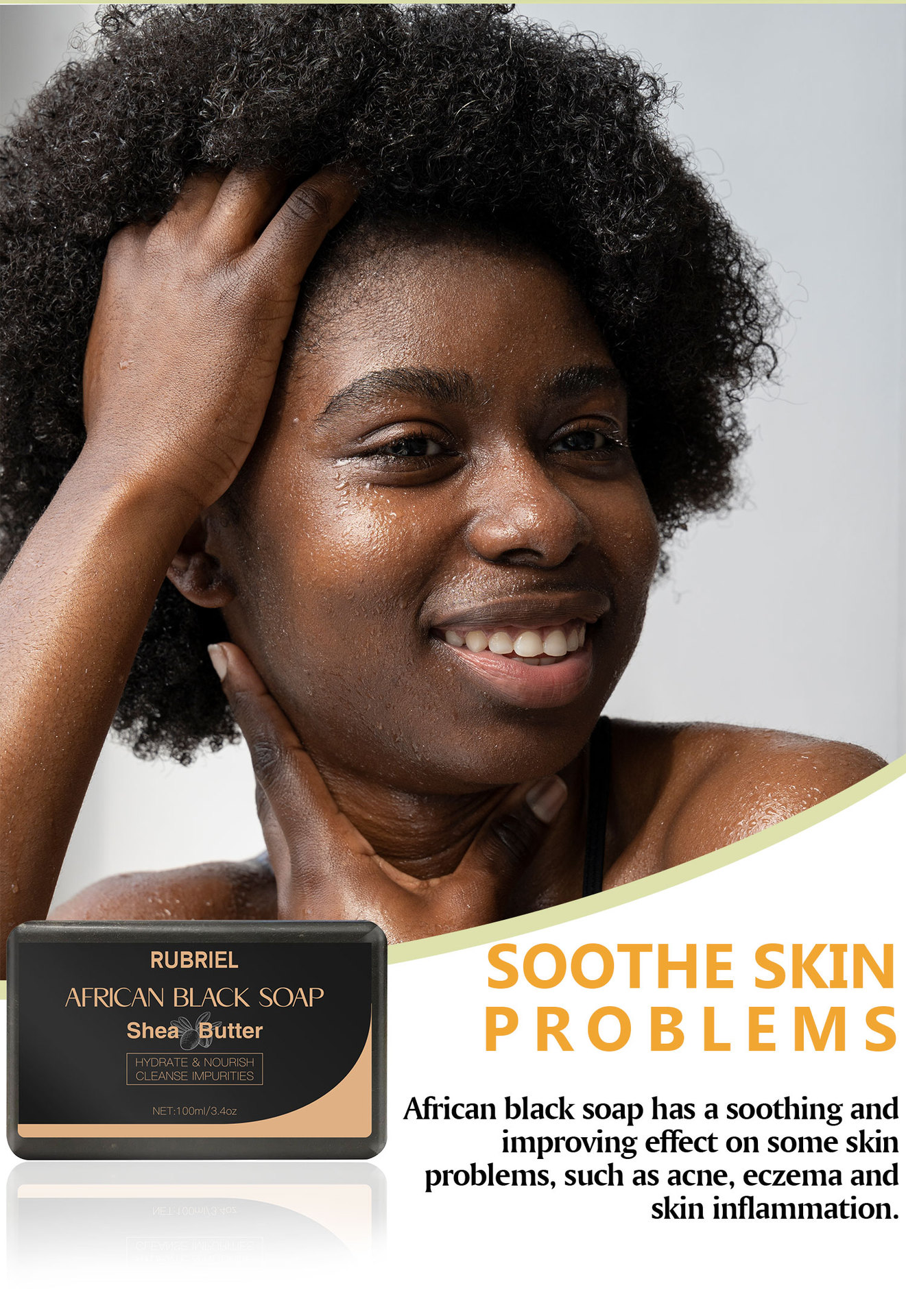 African Black Soap Deep Cleansing Moisturizing Nourishing For Body And Face Daily Handmade Skin Care Bar 100g