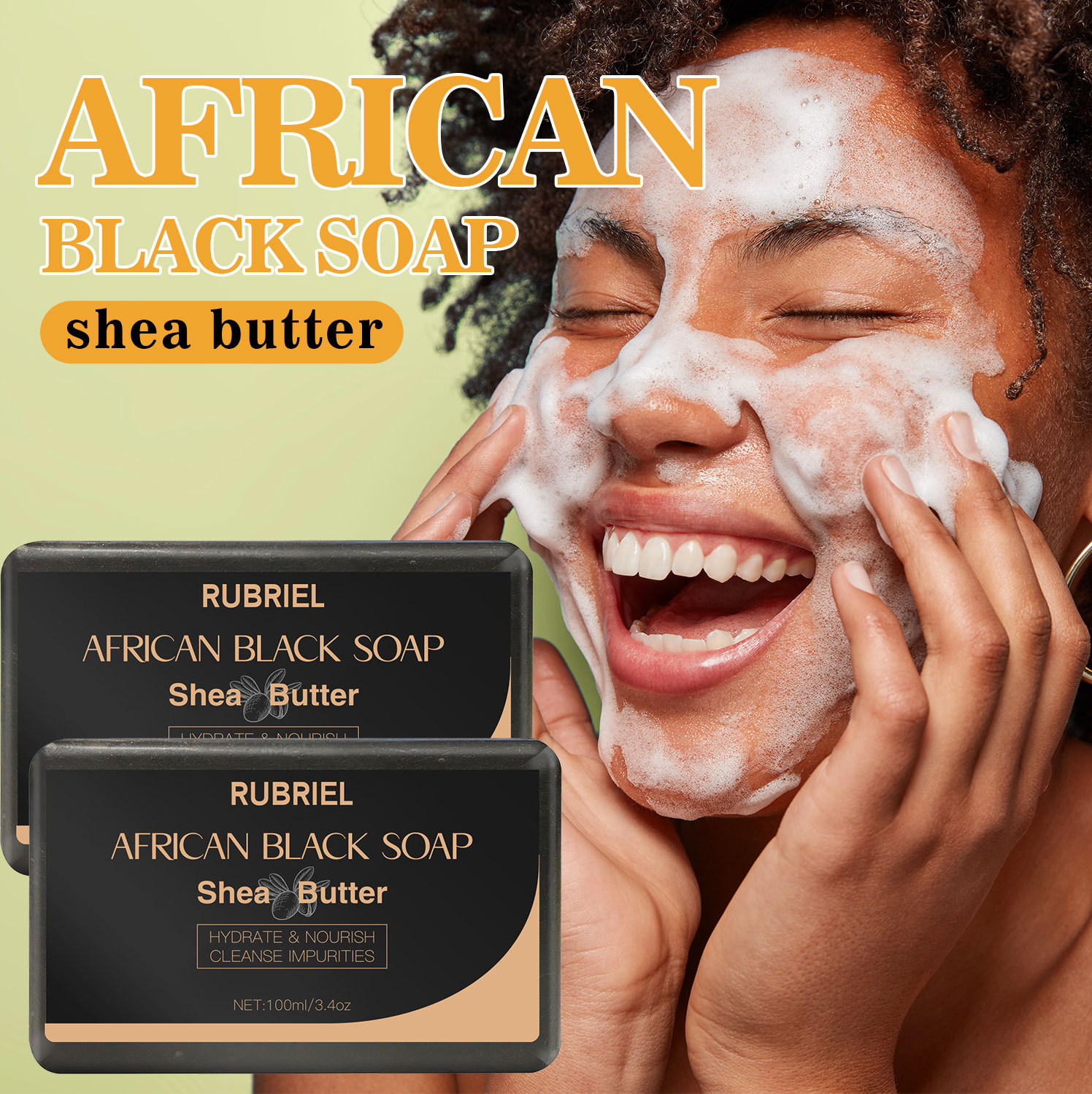 African Black Soap Deep Cleansing Moisturizing Nourishing For Body And Face Daily Handmade Skin Care Bar 100g