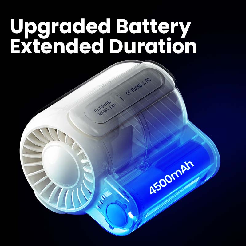 (White) Outdoor Portable & Wearable Mini Hanging Waist Fan Rechargeable Battery Cooler Personal Outdoor Summer Cooling Clip Fan