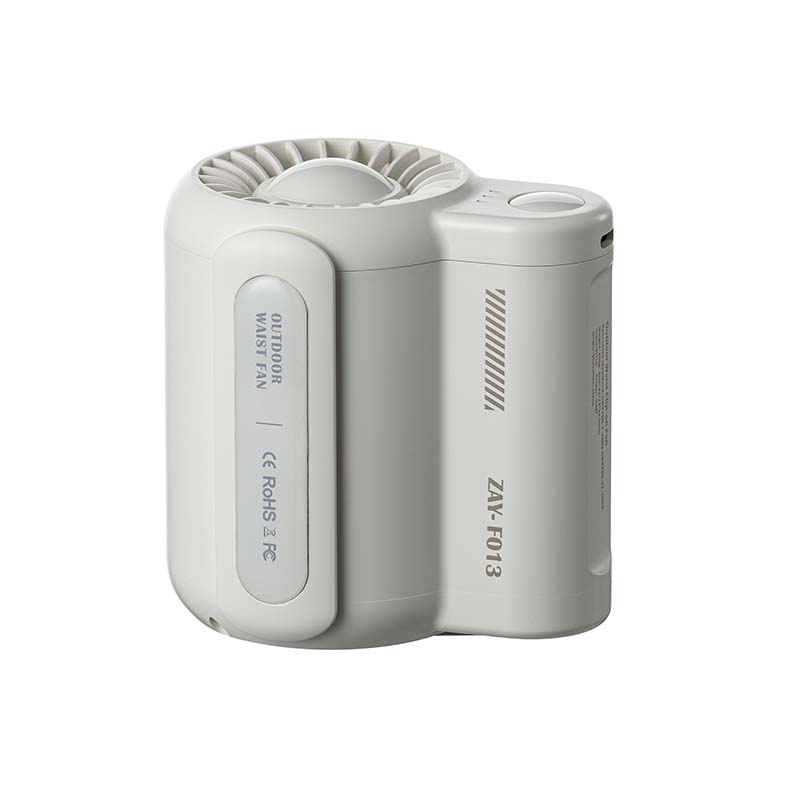 (White) Outdoor Portable & Wearable Mini Hanging Waist Fan Rechargeable Battery Cooler Personal Outdoor Summer Cooling Clip Fan