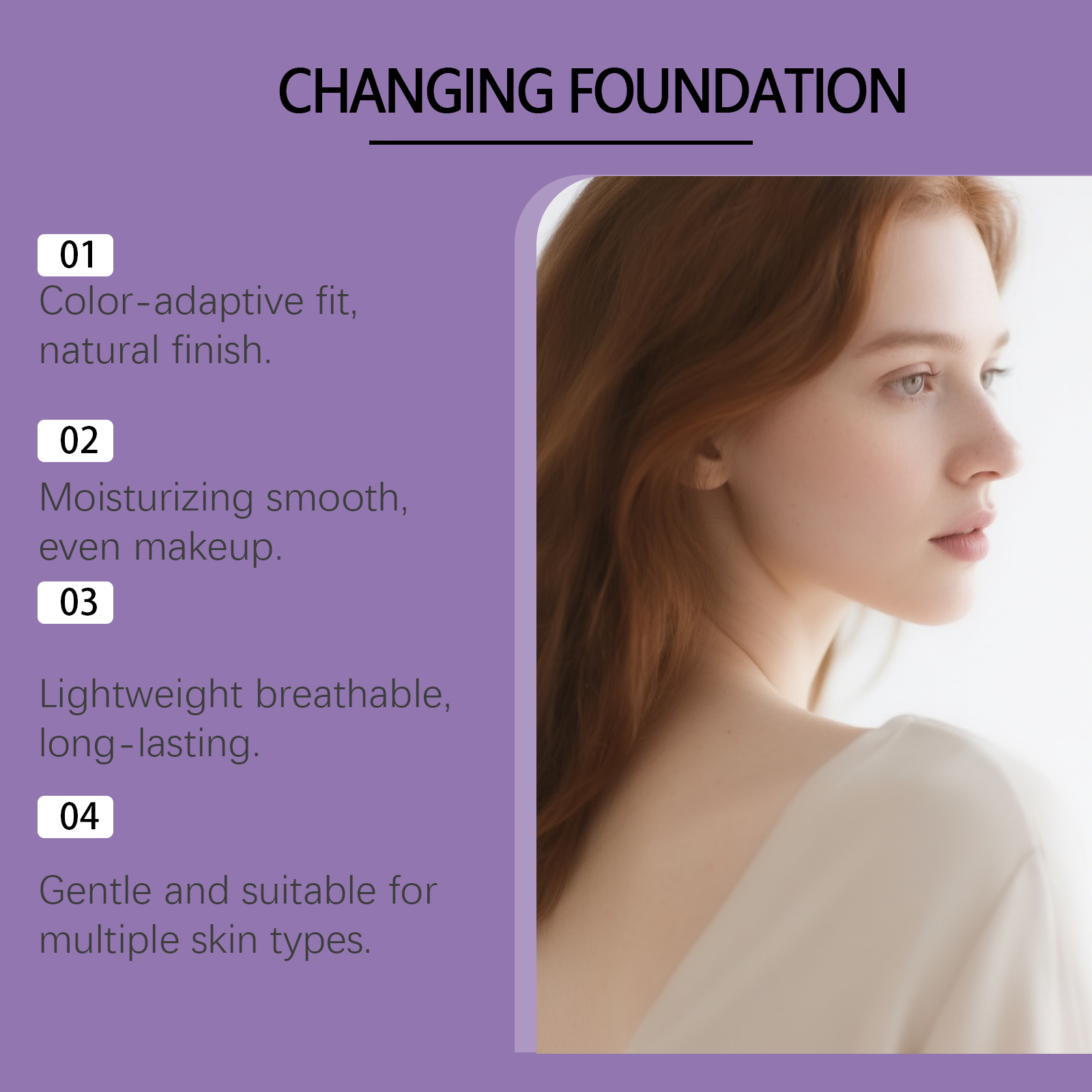 Natural Tone Color Changing Moisturizing Foundation Even Skin Soft Makeup Long Lasting Shiny Fine Transparent Conceal Face