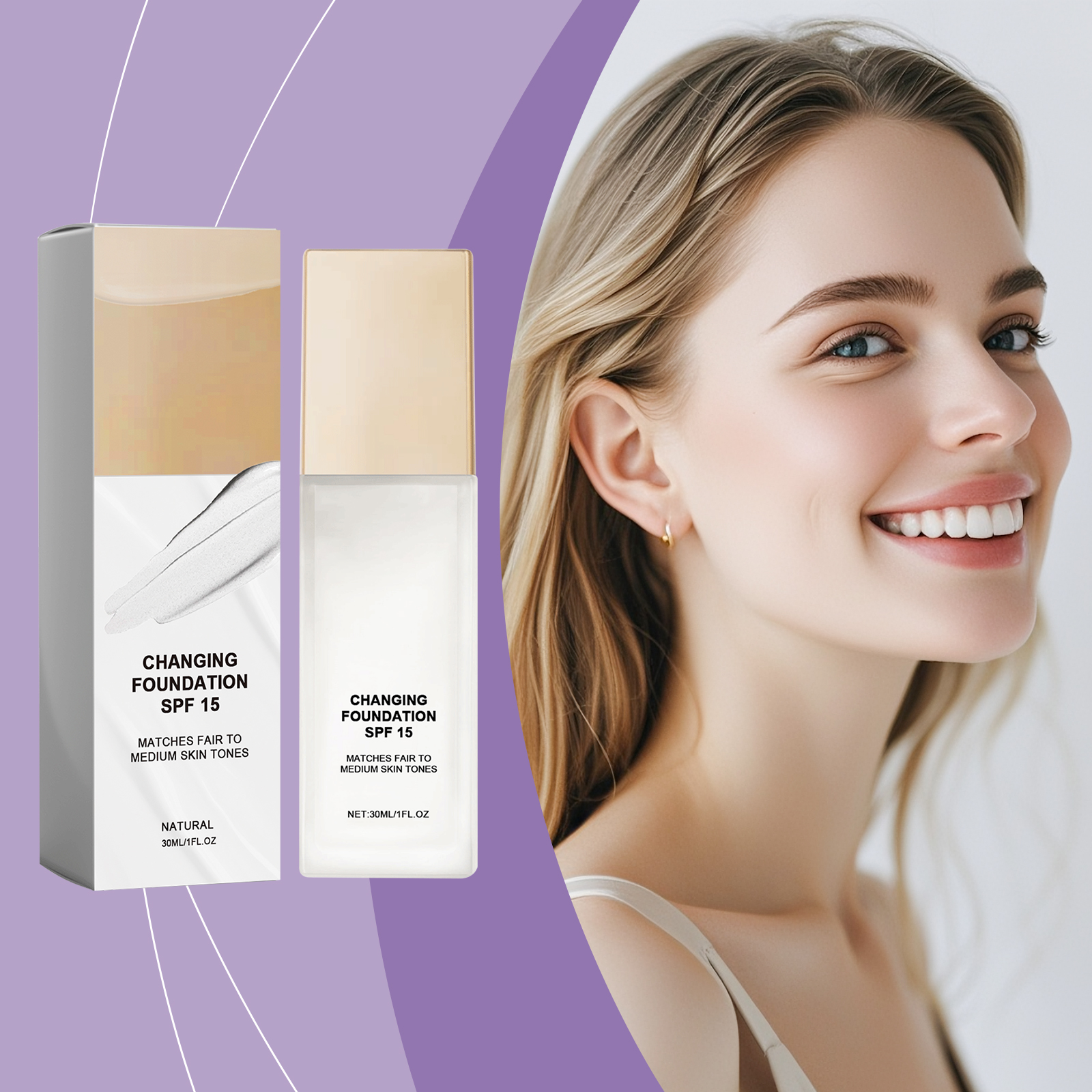 Natural Tone Color Changing Moisturizing Foundation Even Skin Soft Makeup Long Lasting Shiny Fine Transparent Conceal Face