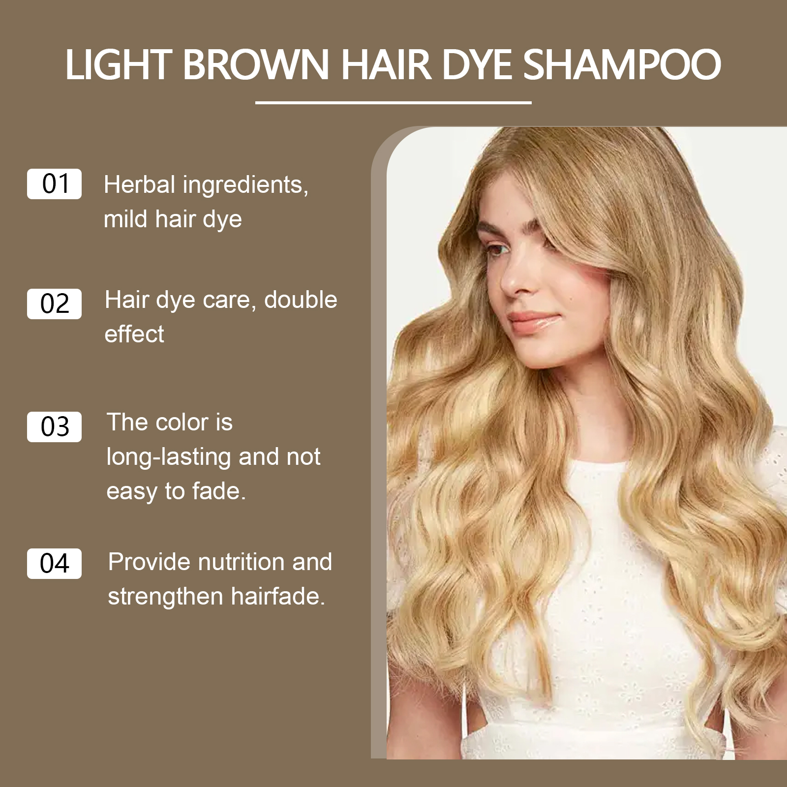Hair Dye Shampoo Light Brown Plant Extract Nourish Mild Easy Coloring Diy Fashion Multi Color Home Hair Care Styling