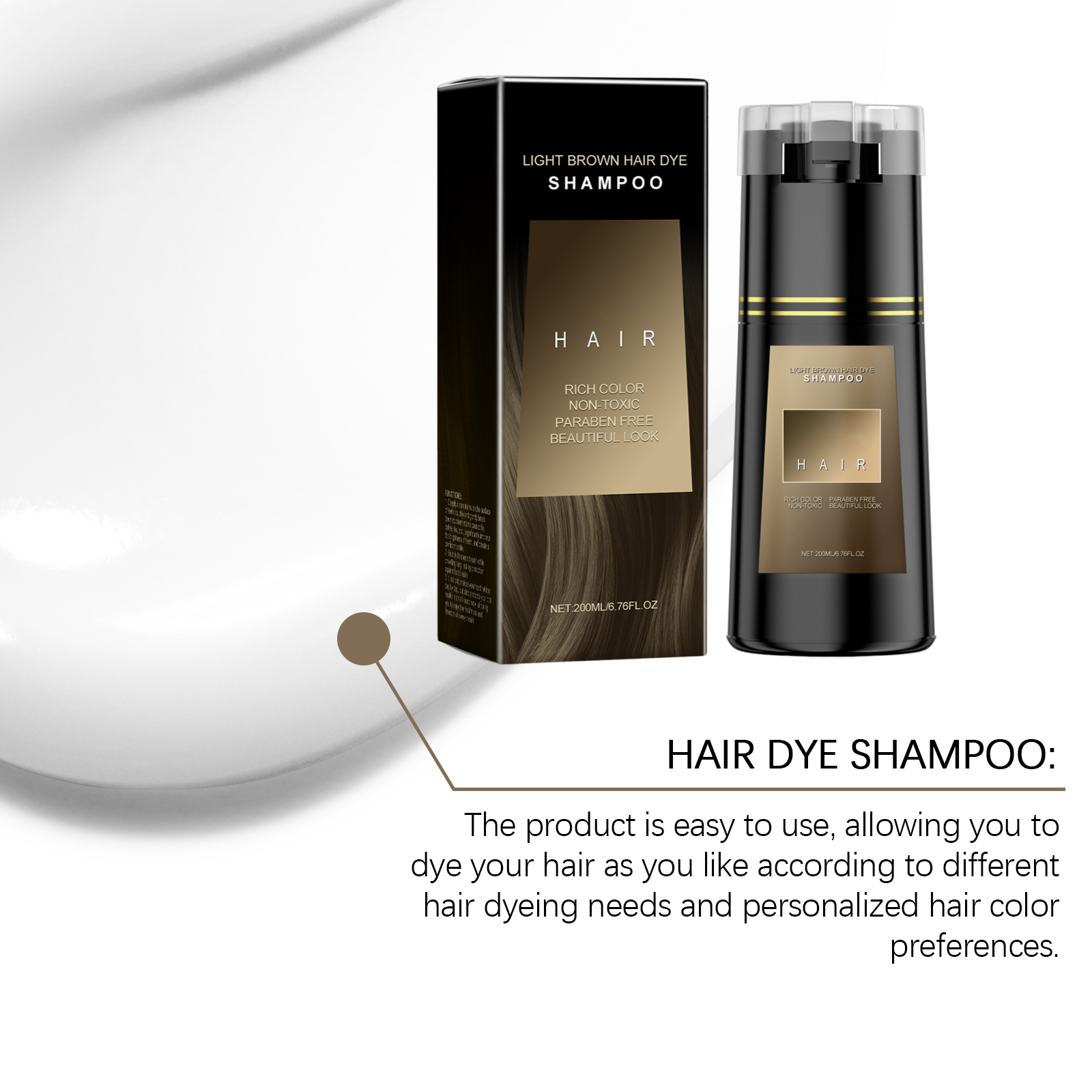 Hair Dye Shampoo Light Brown Plant Extract Nourish Mild Easy Coloring Diy Fashion Multi Color Home Hair Care Styling