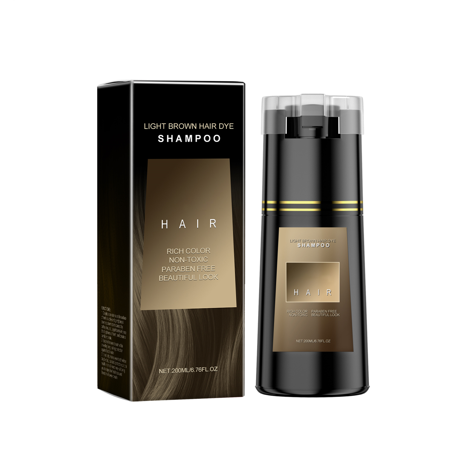 Hair Dye Shampoo Light Brown Plant Extract Nourish Mild Easy Coloring Diy Fashion Multi Color Home Hair Care Styling