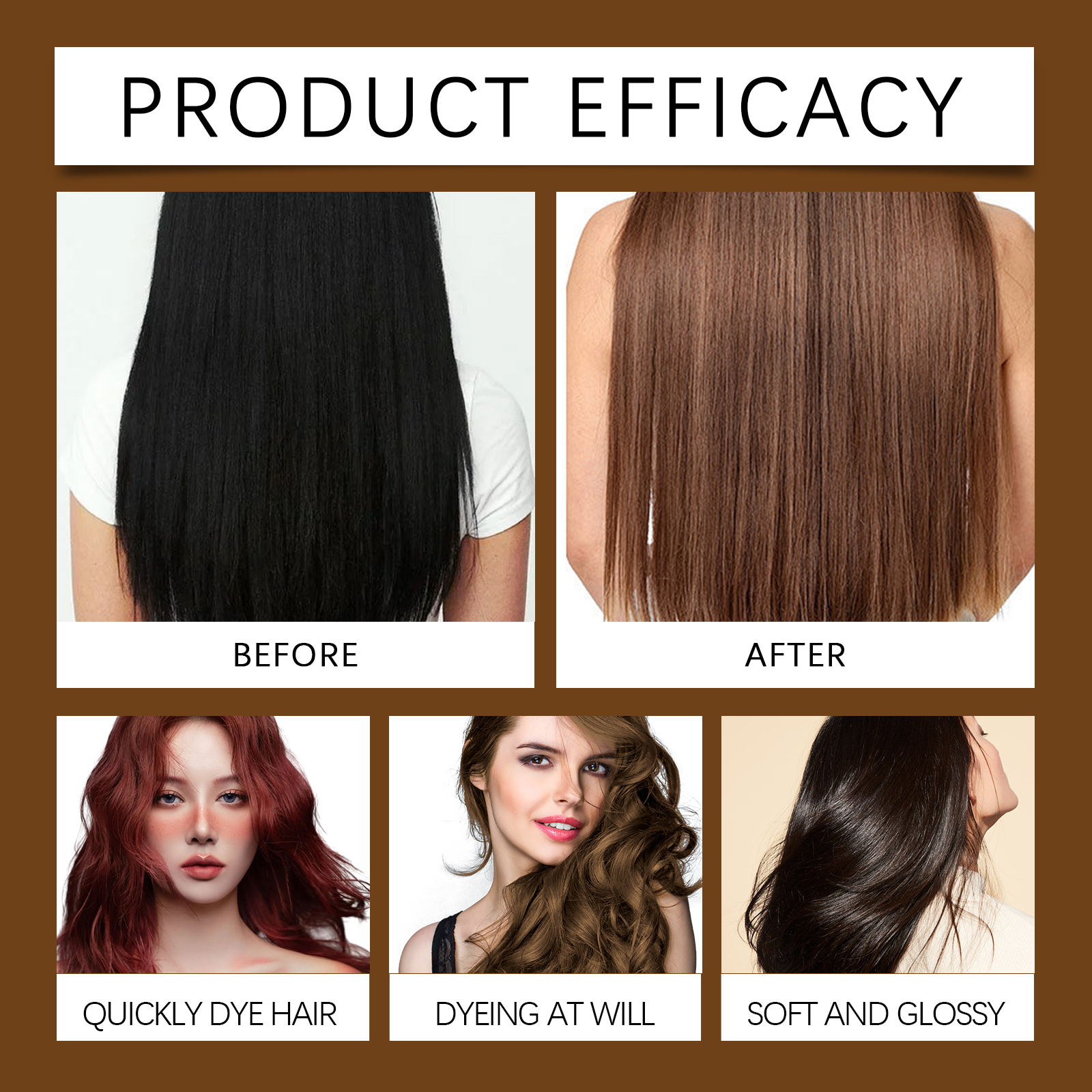(Brown) Hair Dye Shampoo Light Brown Plant Extract Nourish Mild Easy Coloring Diy Fashion Multi Color Home Hair Care Styling