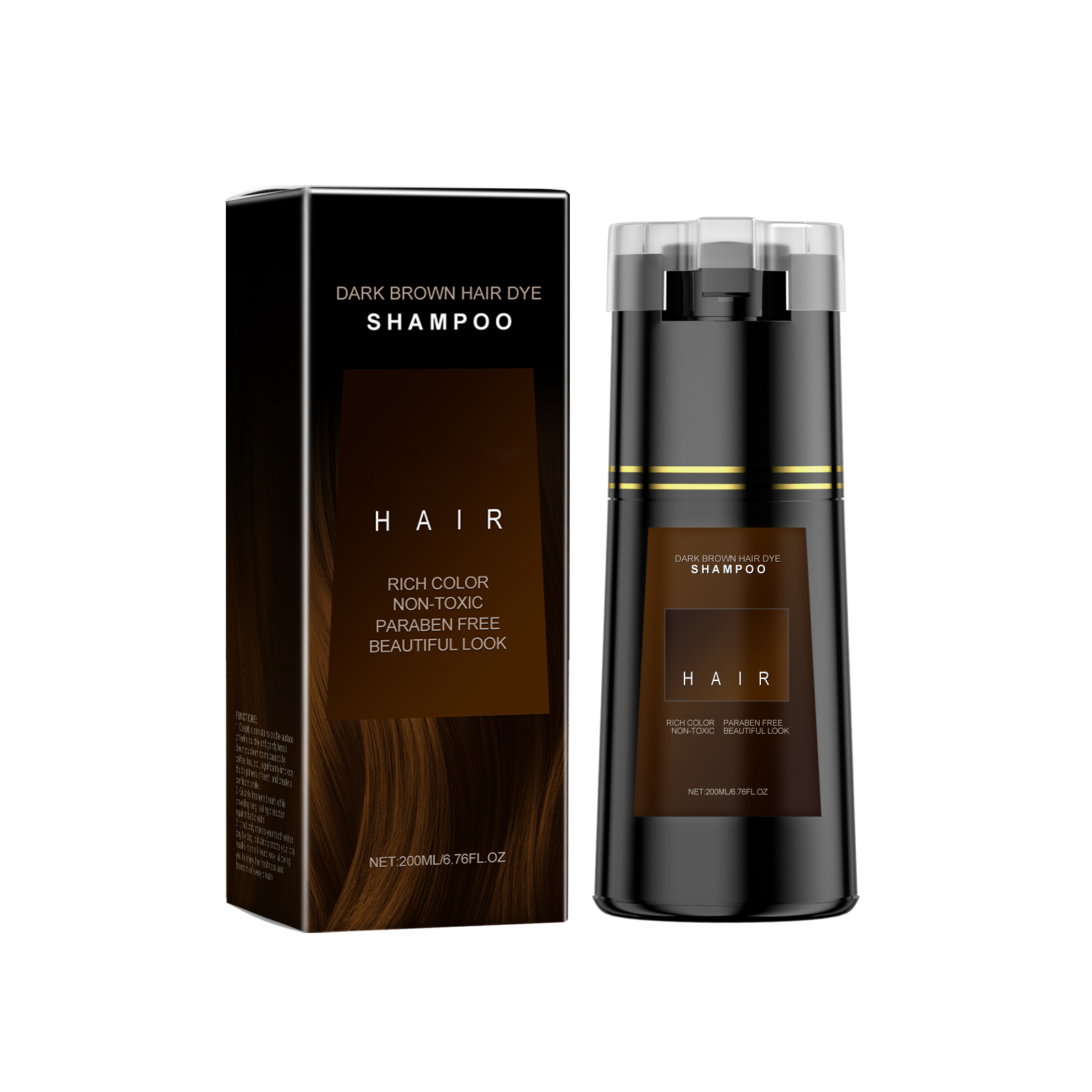 (Brown) Hair Dye Shampoo Light Brown Plant Extract Nourish Mild Easy Coloring Diy Fashion Multi Color Home Hair Care Styling