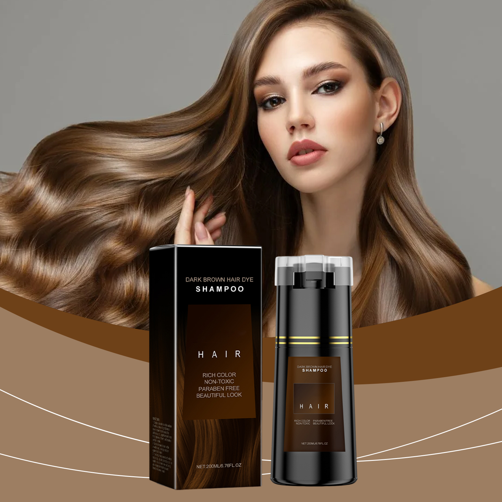 (Brown) Hair Dye Shampoo Light Brown Plant Extract Nourish Mild Easy Coloring Diy Fashion Multi Color Home Hair Care Styling