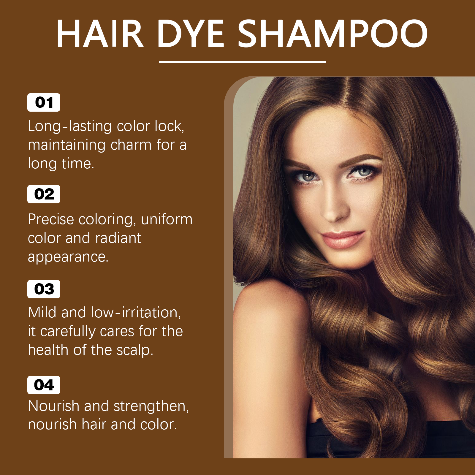 (Brown) Hair Dye Shampoo Light Brown Plant Extract Nourish Mild Easy Coloring Diy Fashion Multi Color Home Hair Care Styling