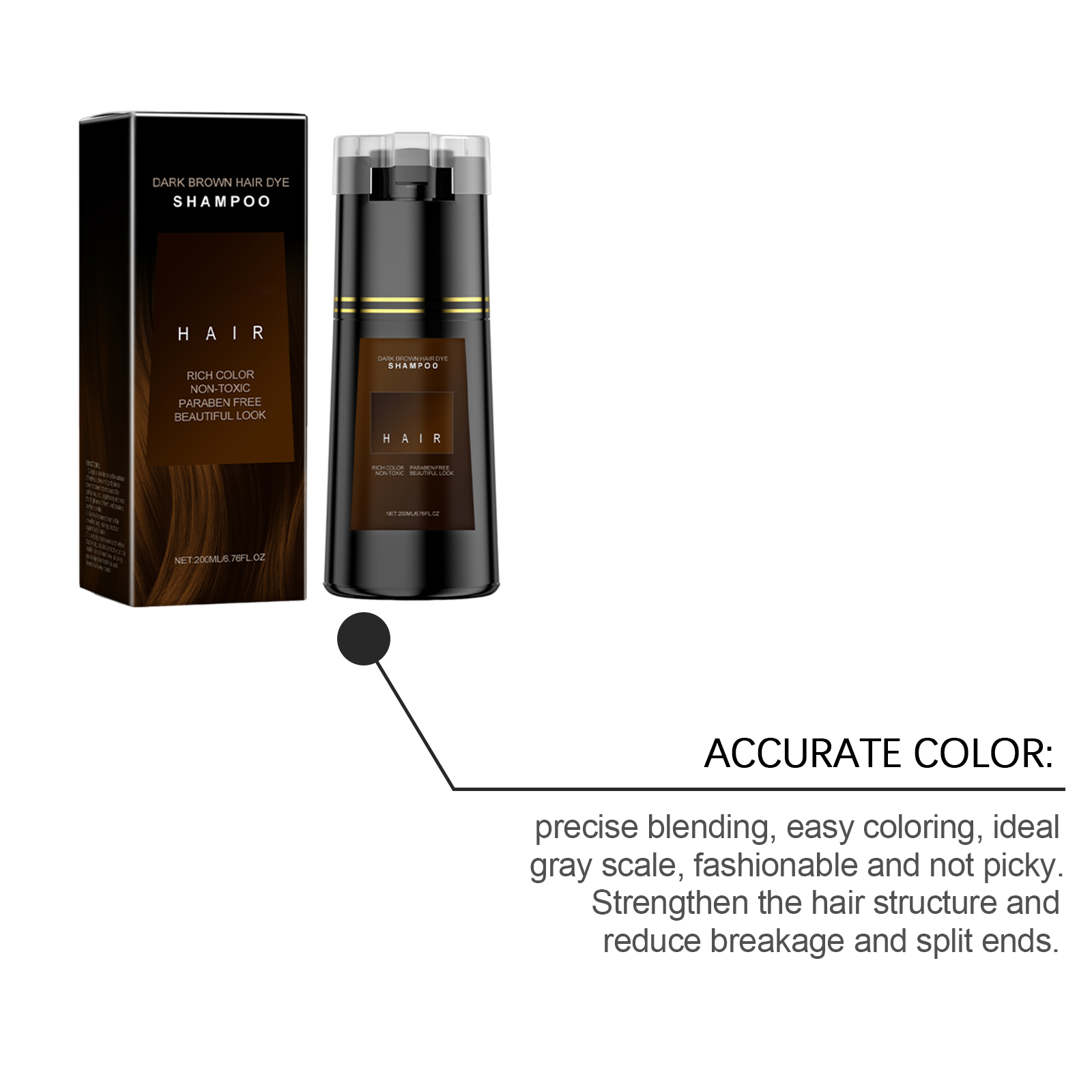 (Brown) Hair Dye Shampoo Light Brown Plant Extract Nourish Mild Easy Coloring Diy Fashion Multi Color Home Hair Care Styling