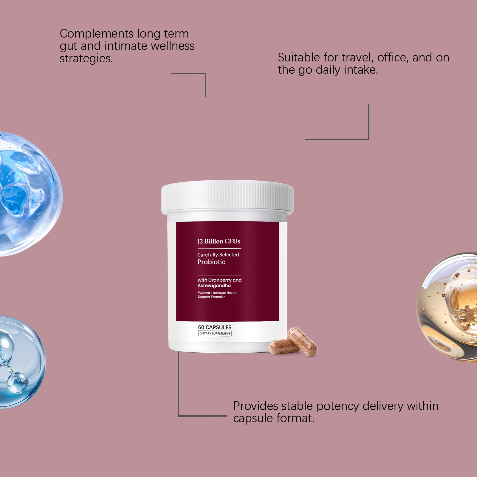 Women Probiotic Capsules Gentle Care Balance Comfort Boost Vitality Supplement For Female Body Health Daily Internal Nourish