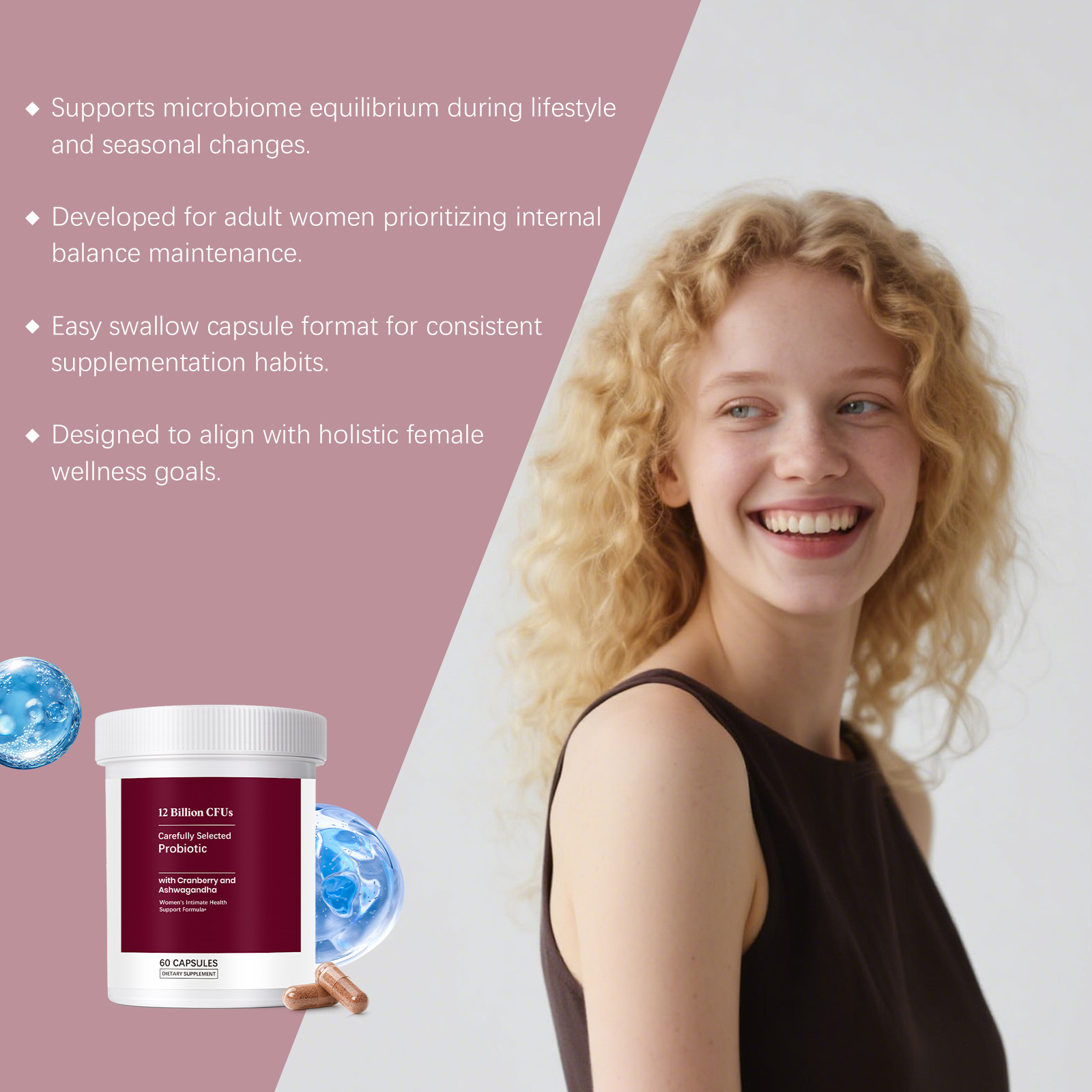 Women Probiotic Capsules Gentle Care Balance Comfort Boost Vitality Supplement For Female Body Health Daily Internal Nourish