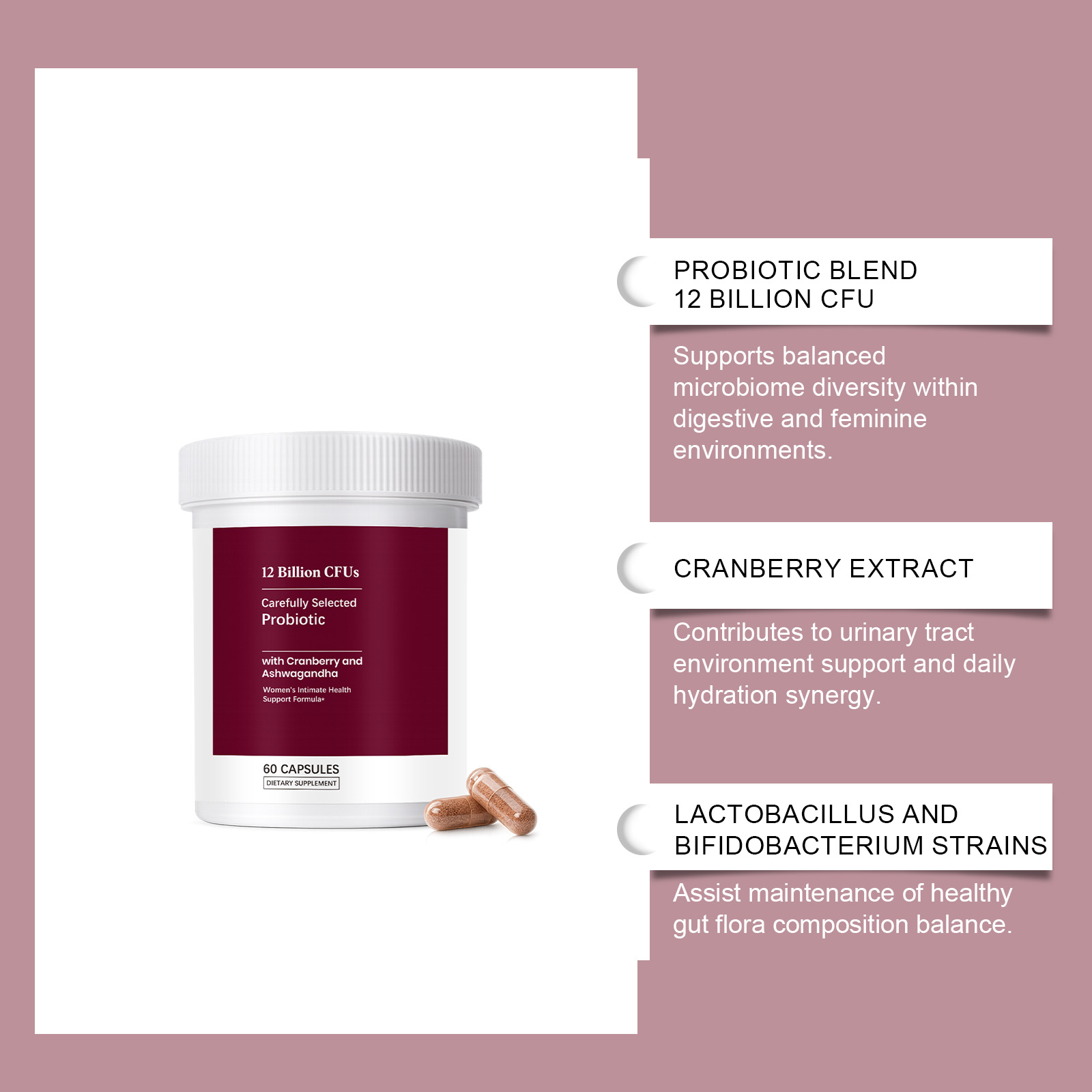 Women Probiotic Capsules Gentle Care Balance Comfort Boost Vitality Supplement For Female Body Health Daily Internal Nourish