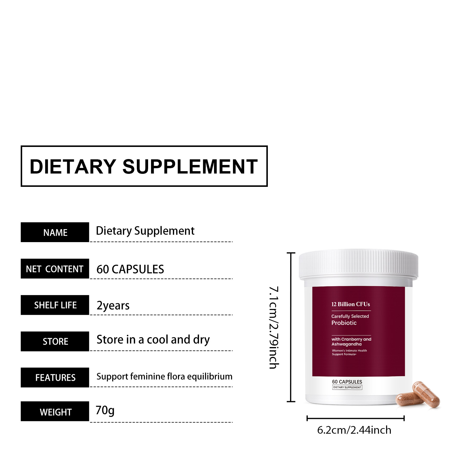 Women Probiotic Capsules Gentle Care Balance Comfort Boost Vitality Supplement For Female Body Health Daily Internal Nourish