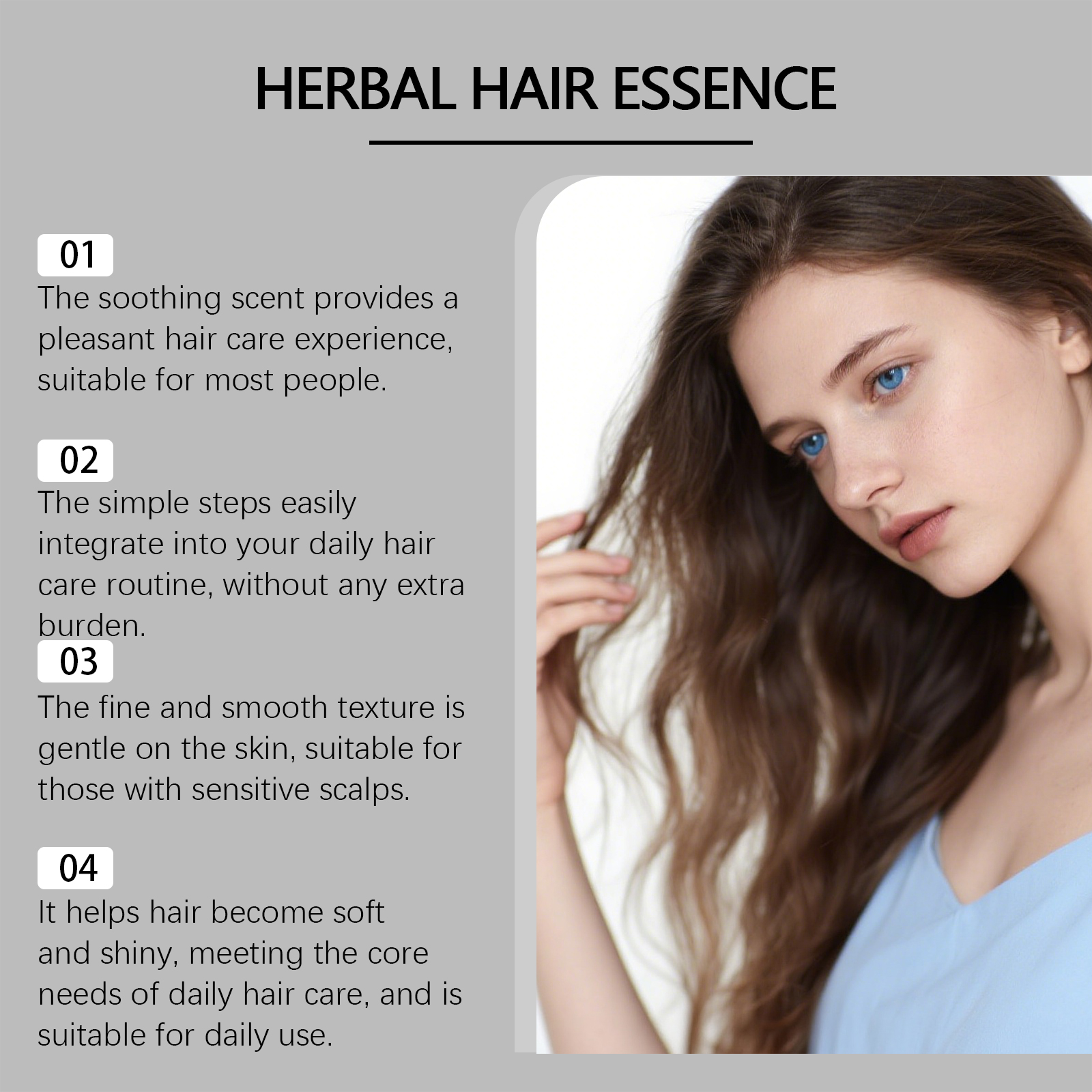 Herbal Hair Care Roller Mild Ingredients Nourish Hair Light Smooth Fresh Non Sticky Daily Hair Maintenance