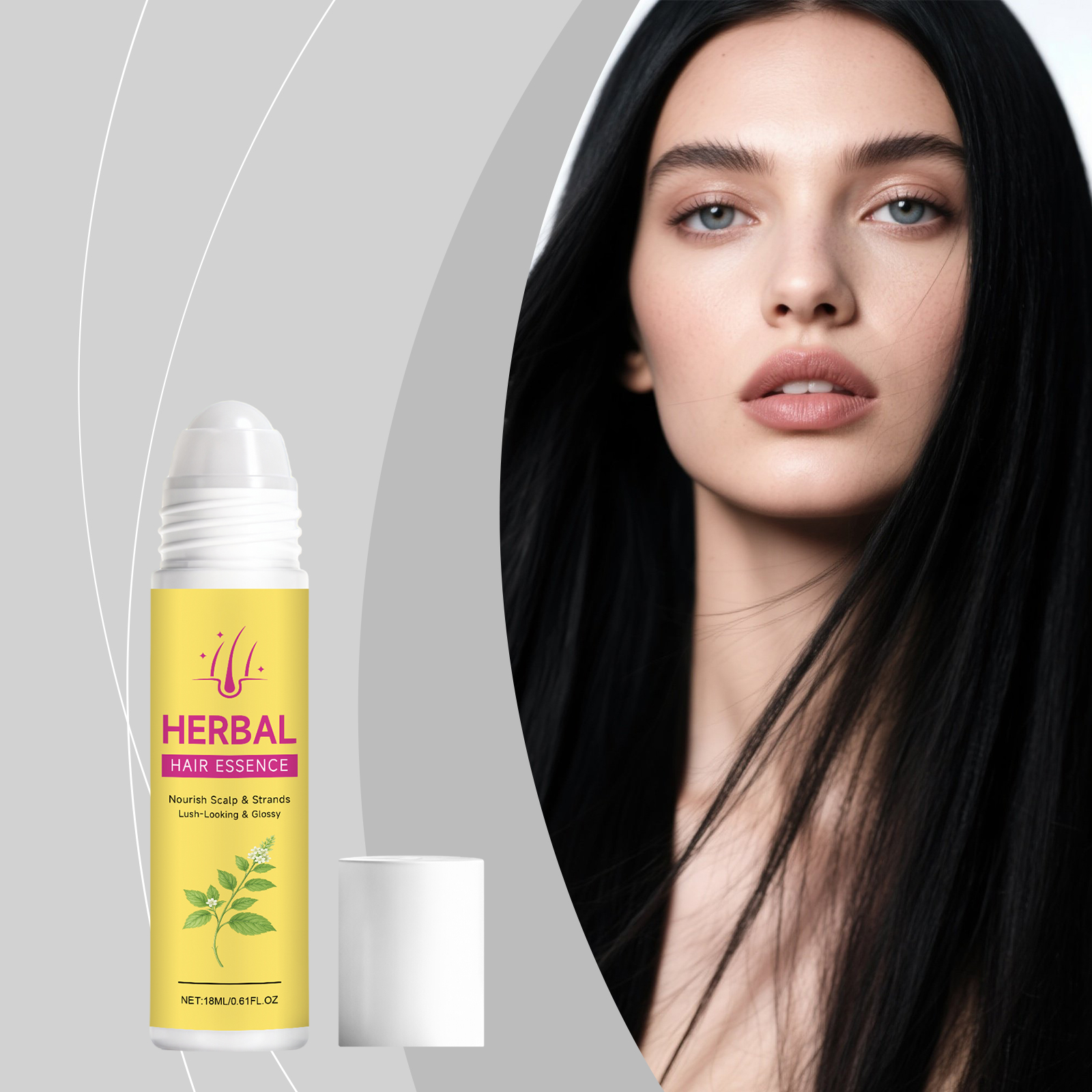 Herbal Hair Care Roller Mild Ingredients Nourish Hair Light Smooth Fresh Non Sticky Daily Hair Maintenance