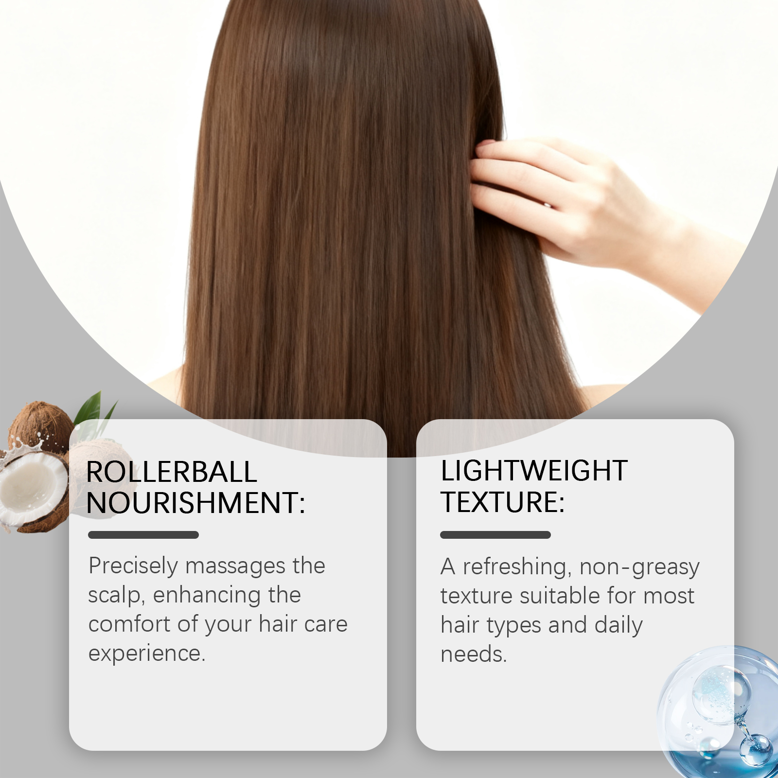 Herbal Hair Care Roller Mild Ingredients Nourish Hair Light Smooth Fresh Non Sticky Daily Hair Maintenance