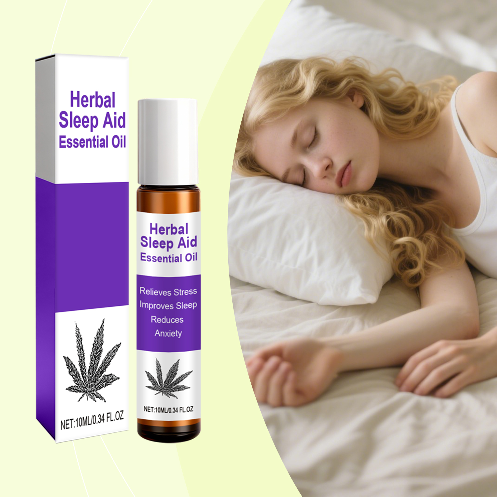 Herbal Sleep Essential Oil Mild Botanical Formula Daily Care Night Cozy Sleep Smear Nursing Liquid Soft Natural Extract Gentle Skin Calming Relief