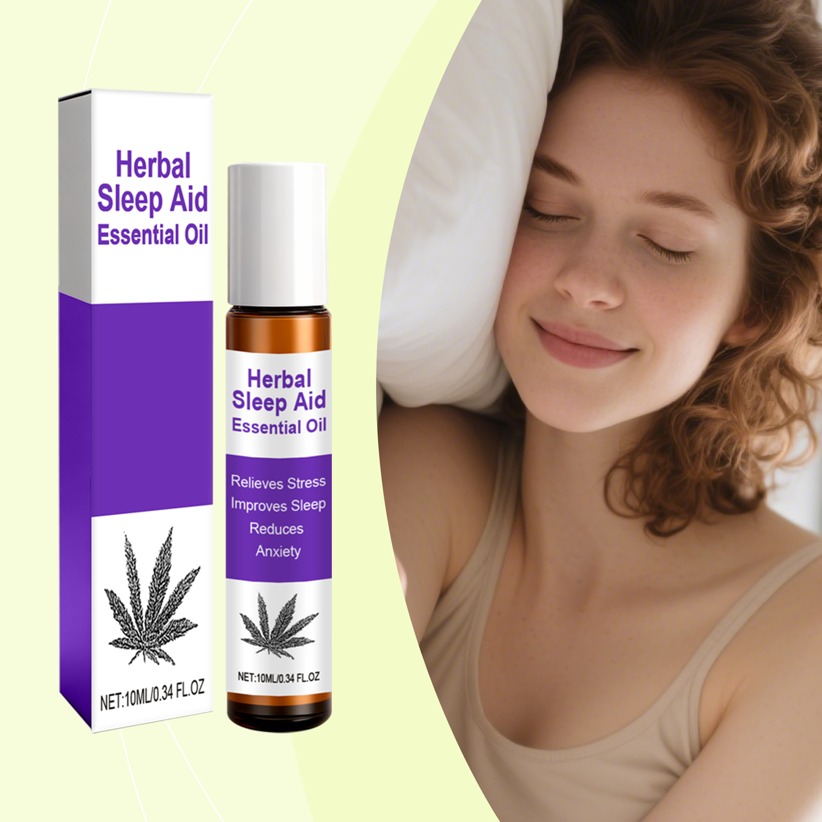 Herbal Sleep Essential Oil Mild Botanical Formula Daily Care Night Cozy Sleep Smear Nursing Liquid Soft Natural Extract Gentle Skin Calming Relief