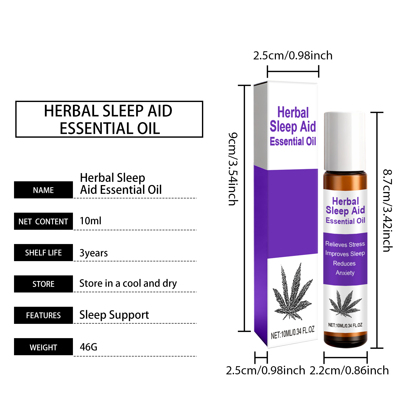 Herbal Sleep Essential Oil Mild Botanical Formula Daily Care Night Cozy Sleep Smear Nursing Liquid Soft Natural Extract Gentle Skin Calming Relief