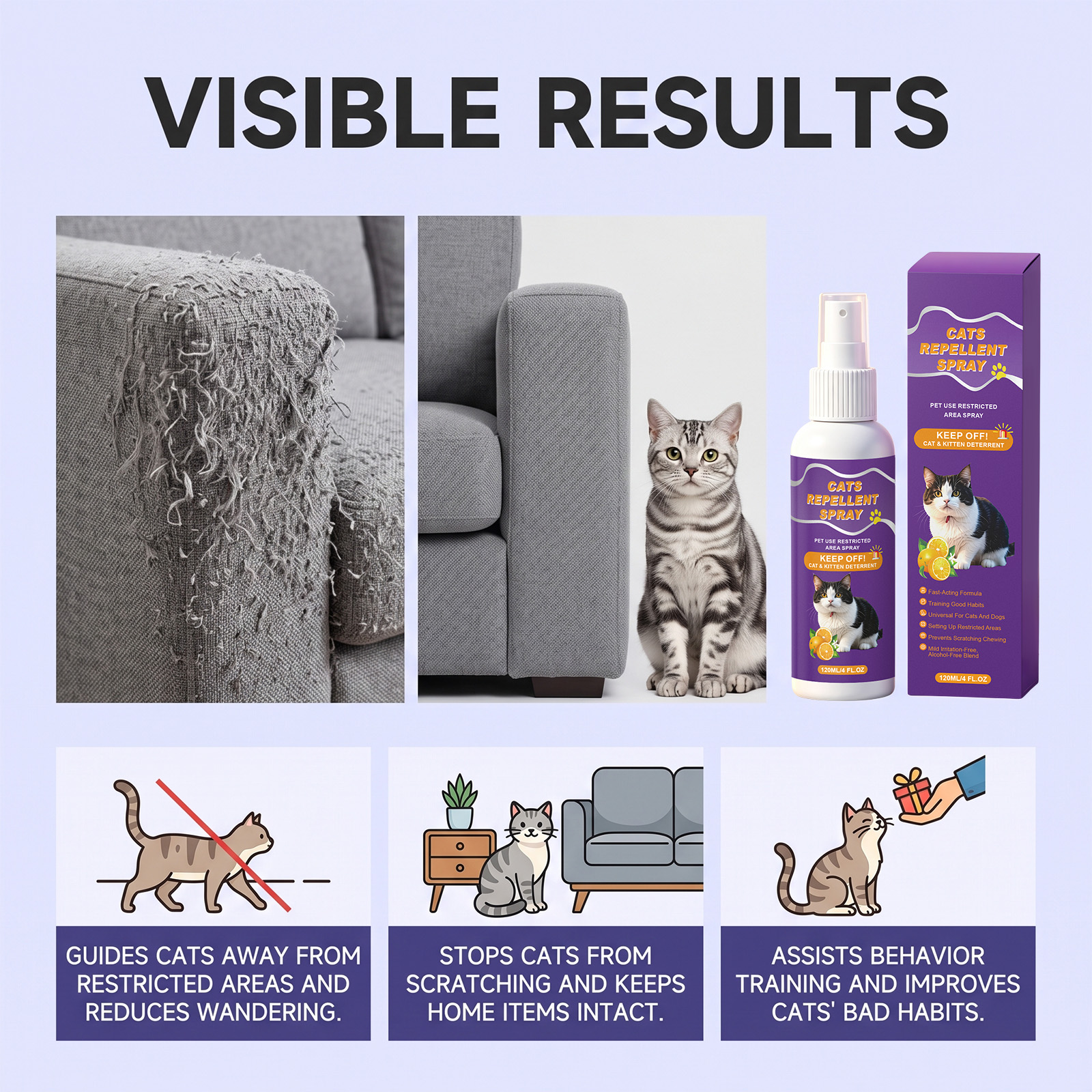 Cat Repellent Spray Daily Mild Convenient Training Indoor Household Furniture Anti Pet Scratch Bite