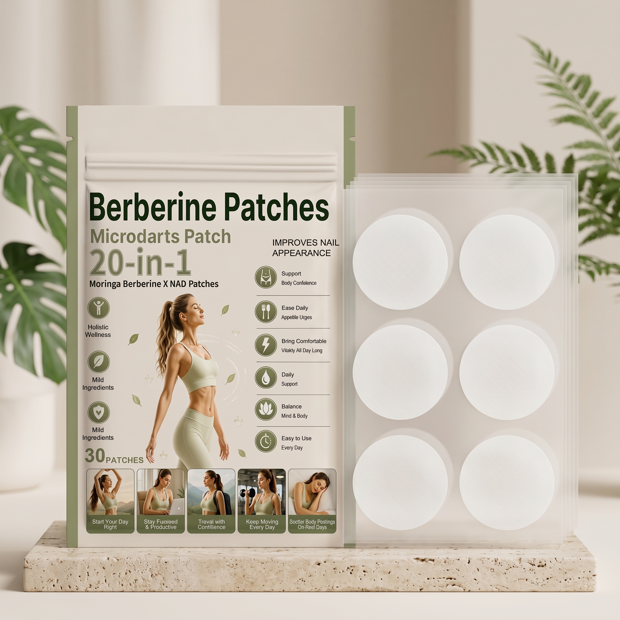 Berberine Auxiliary Patch Thin Soft Breathable Skin Friendly Light Body Comfort Daily Care